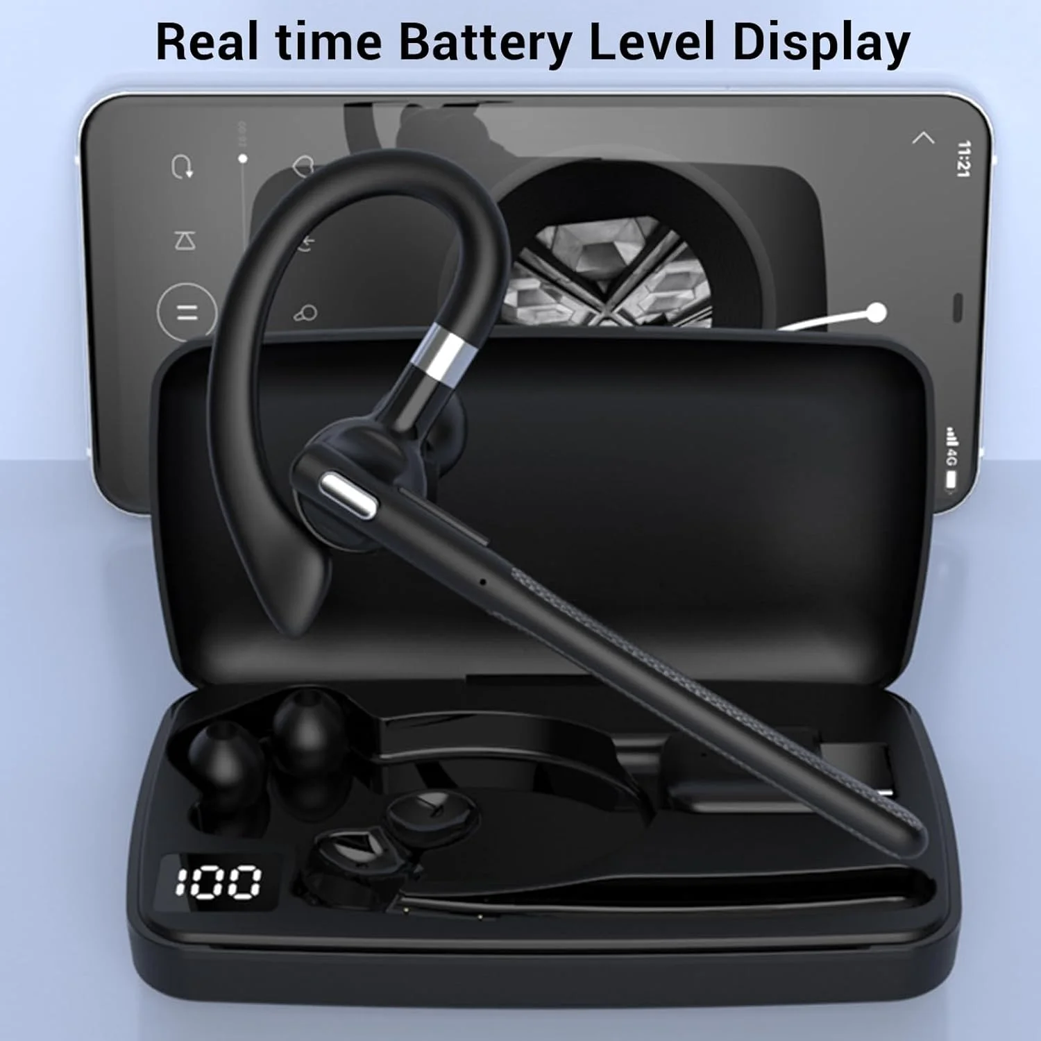 هدست، هندزفری بیسیم با ترجمه هوش مصنوعی 144 زبان، میکروفون دوگانه ENC با حذف نویز، 6 ساعت مکالمه، جعبه شارژ 500 میلی آمپر ساعتی برای رانندگان تجاری هدست، هندزفری بیسیم با ترجمه هوش مصنوعی 144 زبان، میکروفون دوگانه ENC با حذف نویز، 6 ساعت مکالمه، جعبه شارژ 500 میلی آمپر ساعتی برای رانندگان تجاری