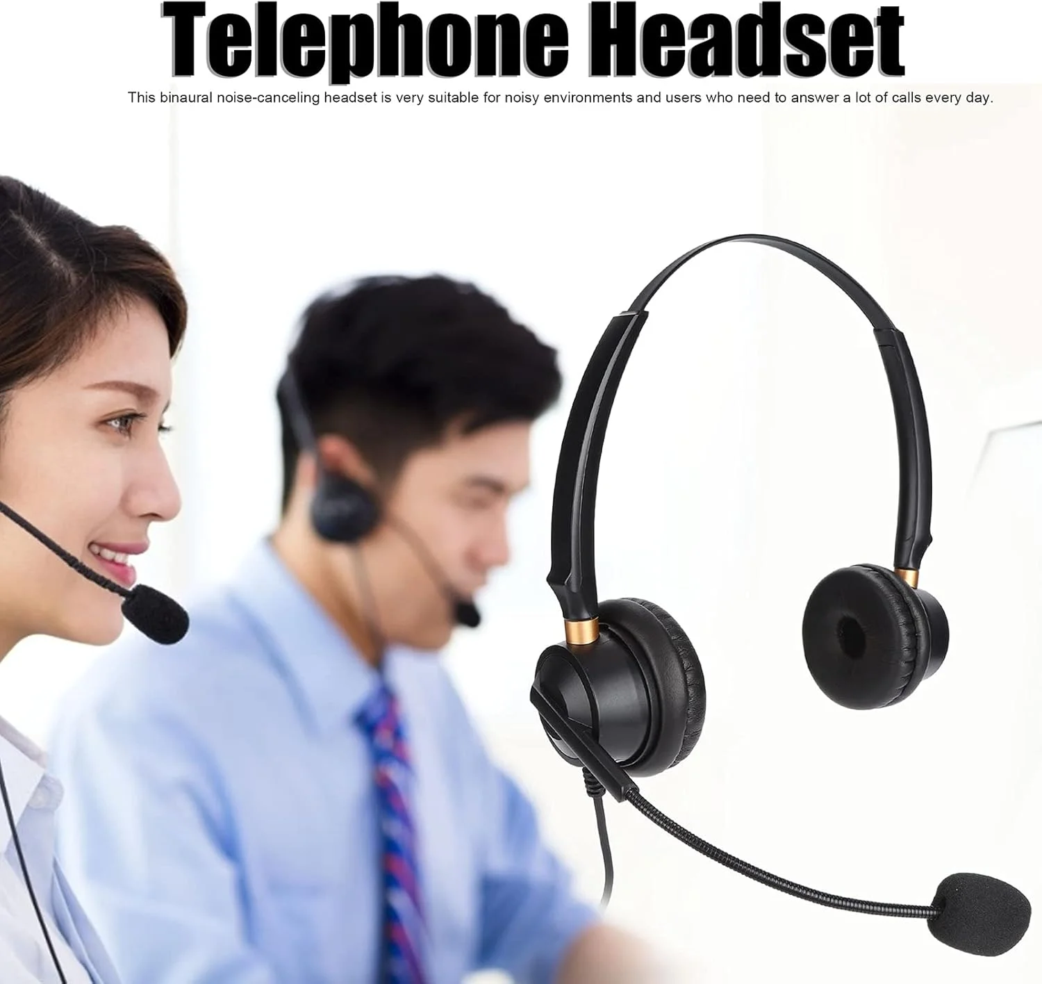 هدست مرکز تماس با میکروفون، هدست تلفن مرکز تماس با قابلیت حذف نویز، دو گوشی، مناسب خدمات مشتریان و کار از راه دور