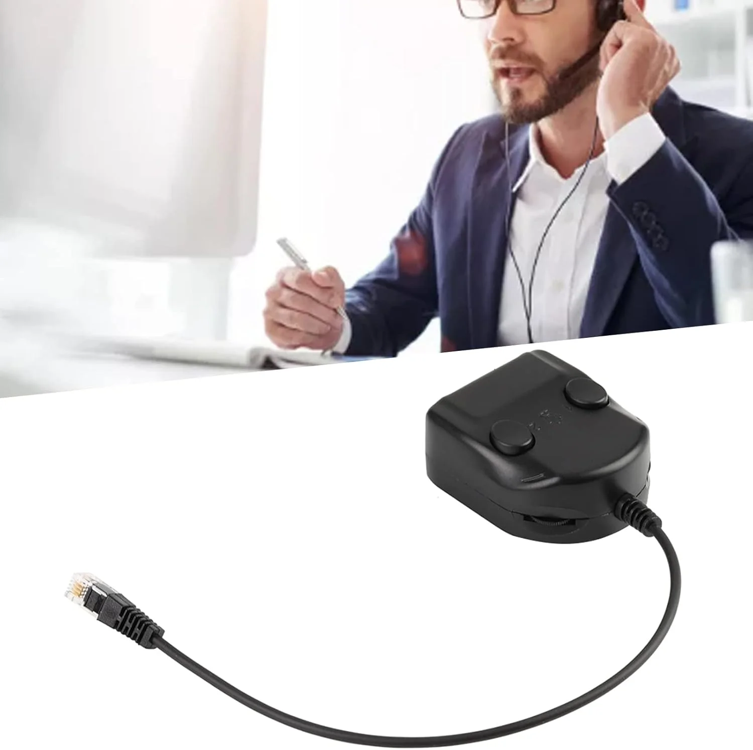 جعبه تقسیم هدست هوشمند صوتی بسته Cryfokt با سوئیچ قطع صدا برای مراکز تماس، طراحی جمع و جور