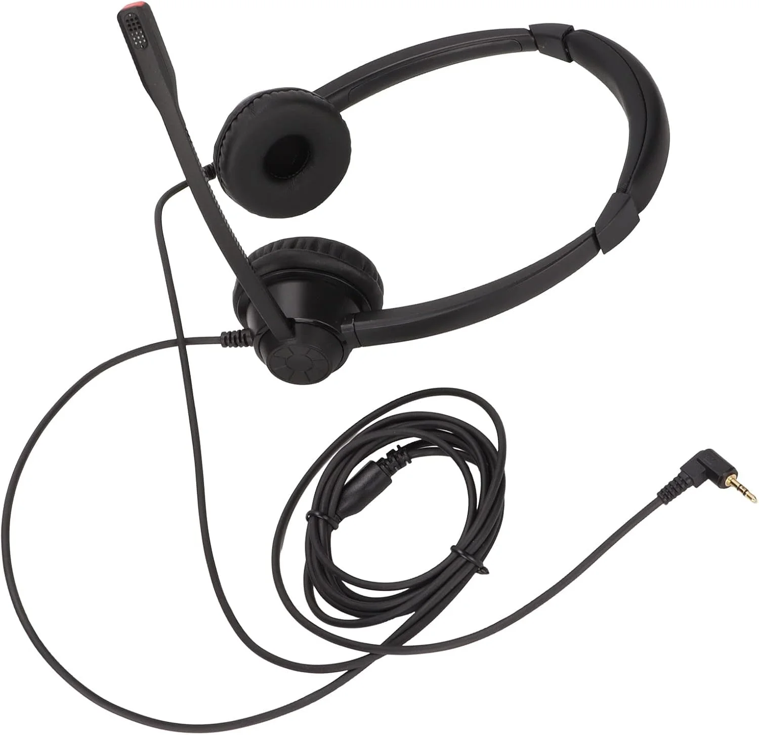 هدست ترافیکی 2.5 میلی‌متری RIZGHWOY با میکروفون چرخشی برای خدمات مشاوره تلفنی بیمارستان، هدفون دو گوش ABS مشکی