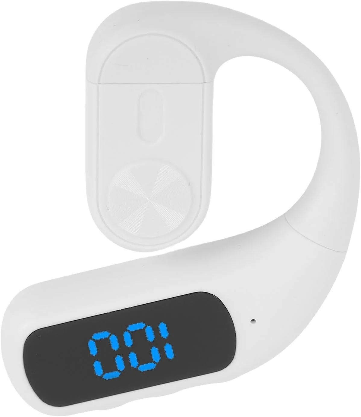 هندزفری بلوتوثی تکی استریو با نمایشگر دیجیتال و میکروفون حذف نویز، مناسب کار و جلسات اداری - یک عدد (سفید)