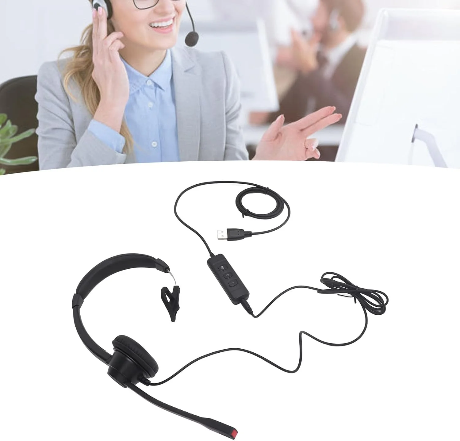 هدست تلفن، میکروفون HD، طراحی سبک وزن، تماس های واضح، حذف نویز، تنظیم میزان صدای بلندگو، عملکرد قطع صدا، کابل بلند، برای رایانه شخصی، لپ تاپ، تلفن، تبلت، خانه