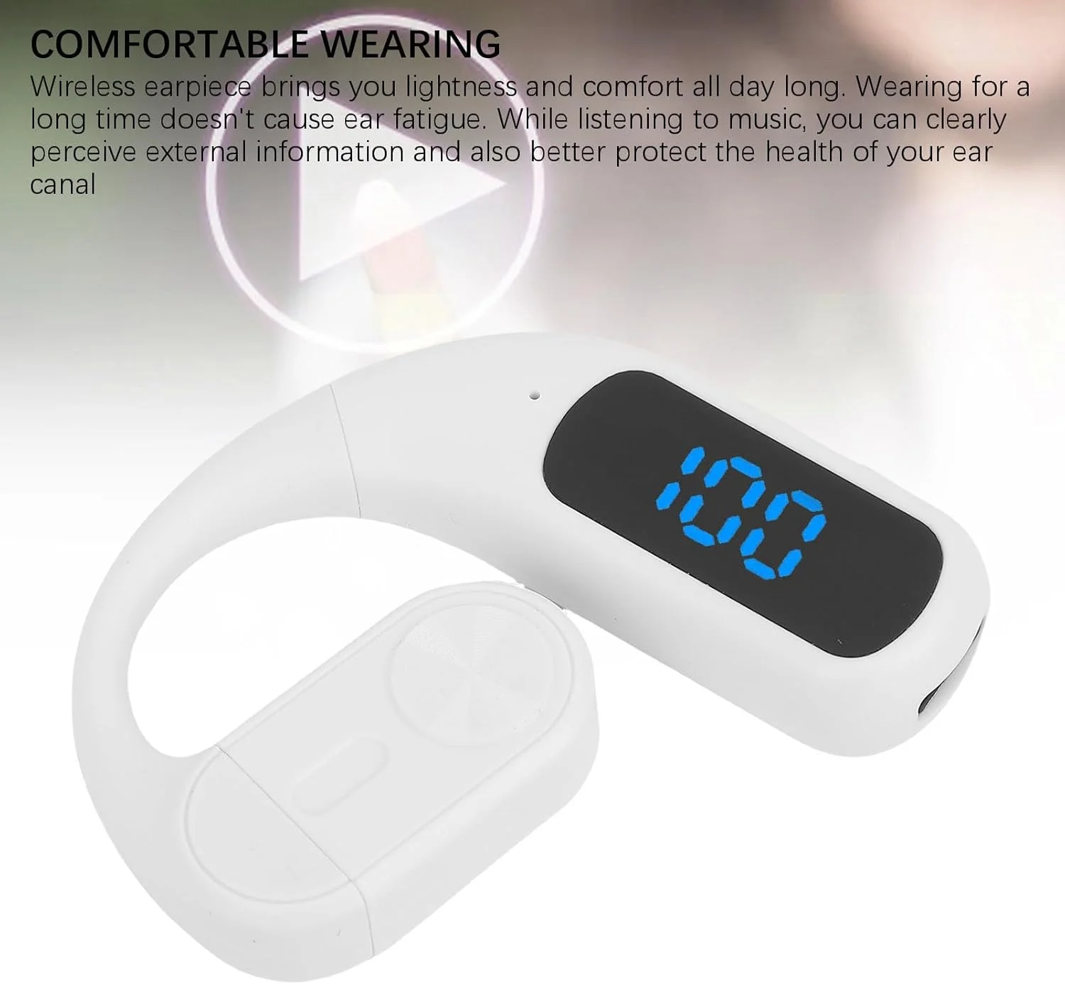 هندزفری بلوتوثی تکی استریو با نمایشگر دیجیتال و میکروفون حذف نویز، مناسب کار و جلسات اداری - یک عدد (سفید)