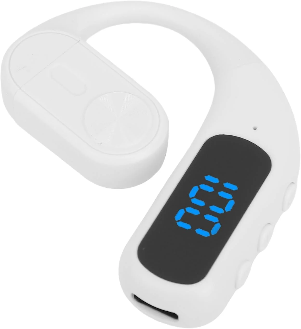 هندزفری بلوتوثی تکی استریو با نمایشگر دیجیتال و میکروفون حذف نویز، مناسب کار و جلسات اداری - یک عدد (سفید)