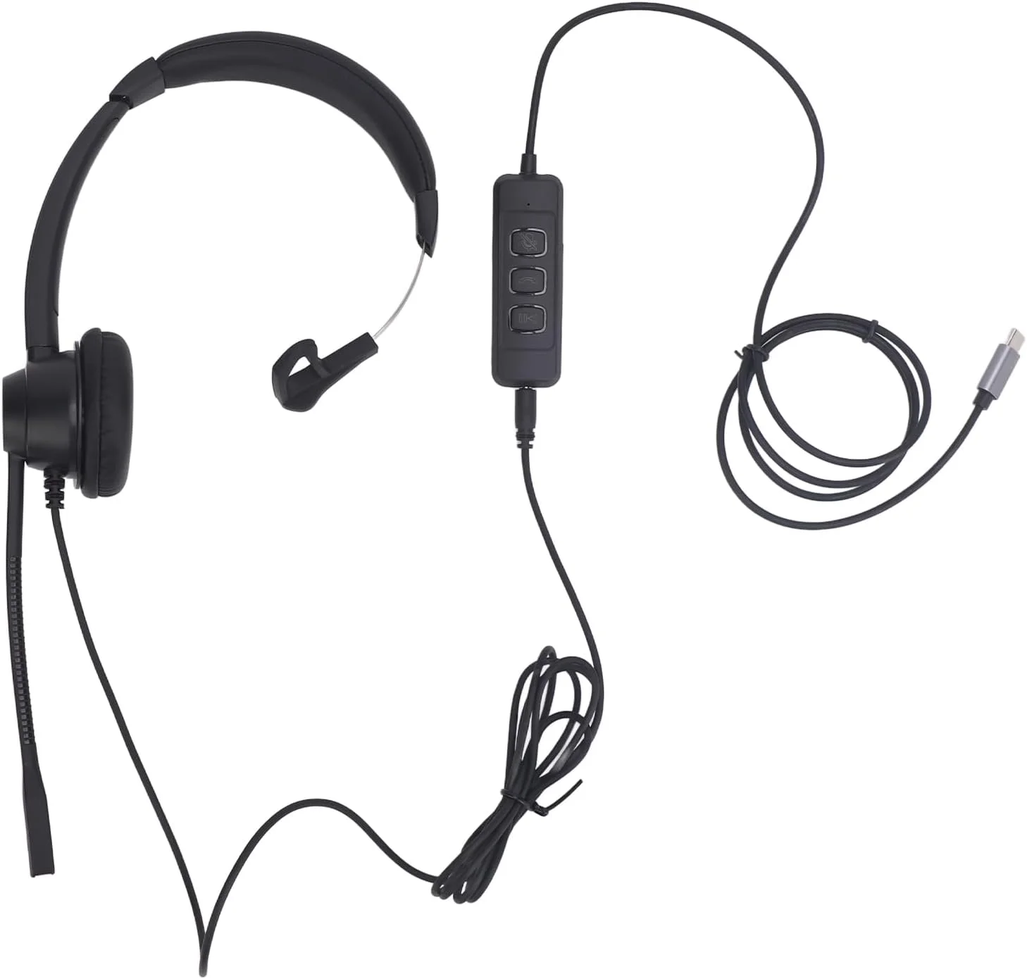 هدست مرکز تماس POENVFPO با طراحی حذف نویز راحت برای تلفن، هدفون تک گوش قابل تنظیم برای کسب و کار، مشکی