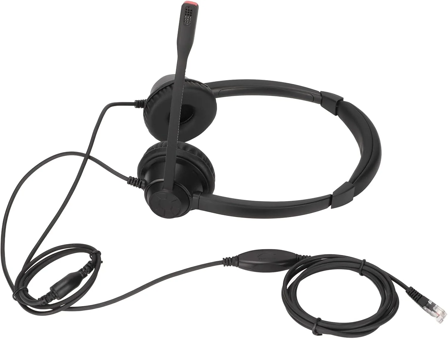 هدفون RJ9 با قابلیت حذف نویز دو گوشی به همراه میکروفون HD برای تلفن، پشتیبانی از تنظیم صدای بلندگو برای مراکز تماس مشکی
