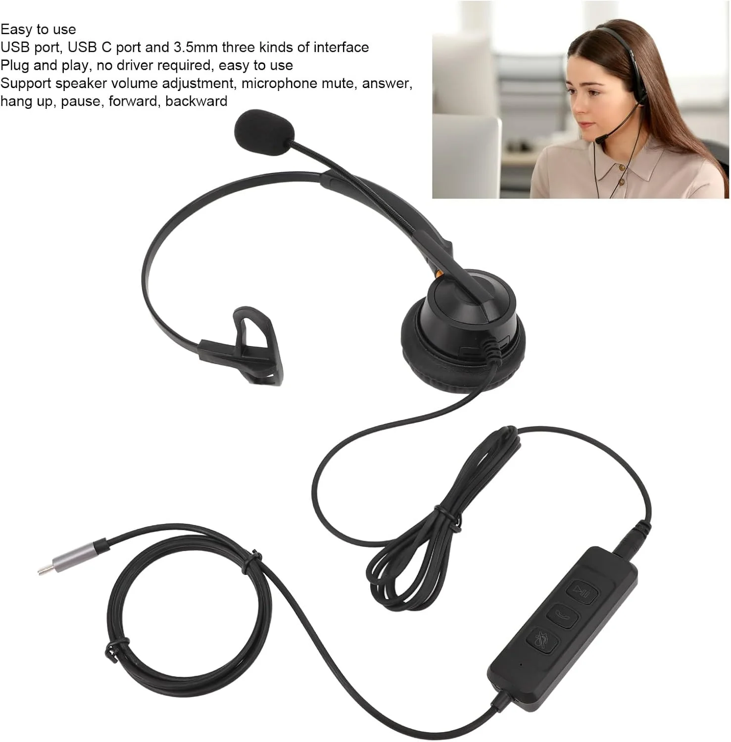 هدست تلفن XUMIUZIY با میکروفون HD، حذف نویز، طراحی سبک وزن، برای کامپیوتر، لپ تاپ و تبلت هدست تلفن XUMIUZIY با میکروفون HD، حذف نویز، طراحی سبک وزن، برای کامپیوتر، لپ تاپ و تبلت