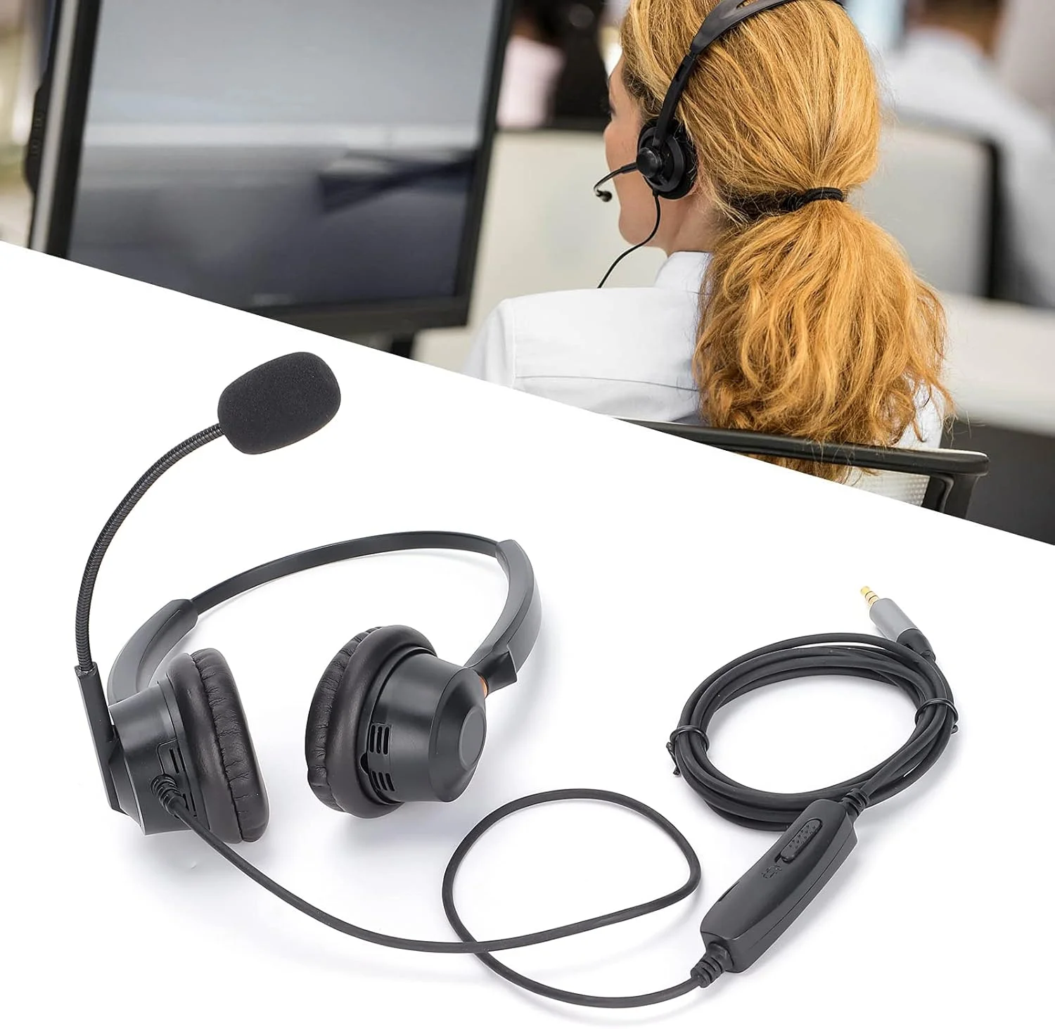 هدفون دو گوشی با طراحی سبک و حذف نویز برای مصاحبه های کنفرانسی، قابل استفاده در دستگاه های دارای رابط 3.5 میلی متری هدفون دو گوشی با طراحی سبک و حذف نویز برای مصاحبه های کنفرانسی، قابل استفاده در دستگاه های دارای رابط 3.5 میلی متری