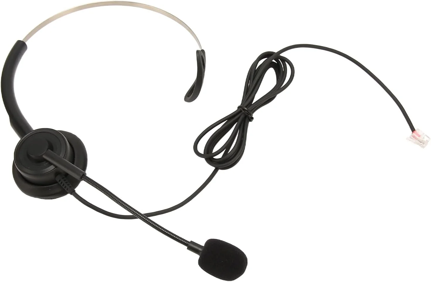 هدست تلفن تک گوش حرفه ای با قابلیت حذف نویز، هدست تلفن سیمی برای مرکز تماس و خدمات مشتری، مشکی