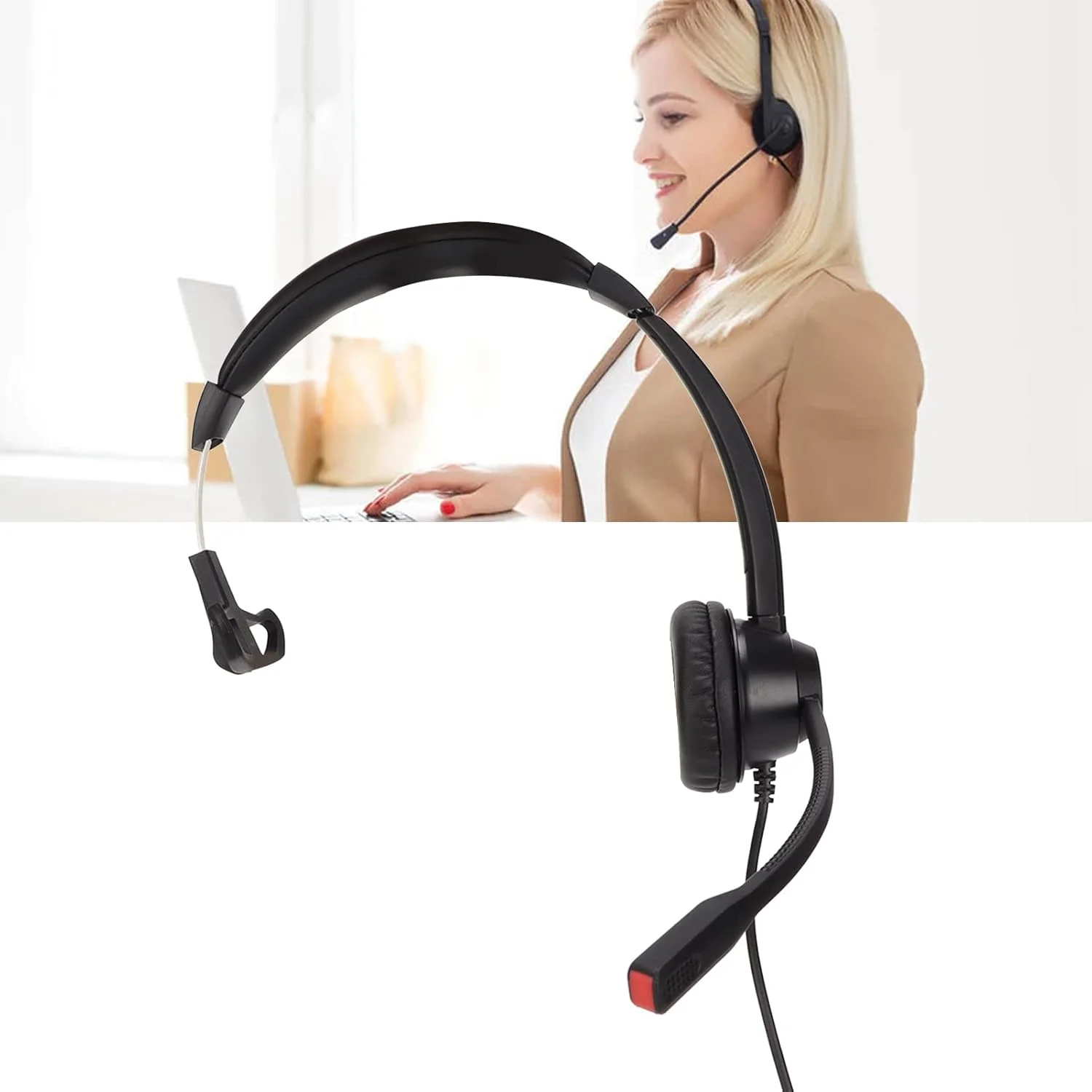 هدفون تک گوش راحت با قابلیت اتصال آسان و تنظیم صدا برای دفاتر هدفون تک گوش راحت با قابلیت اتصال آسان و تنظیم صدا برای دفاتر