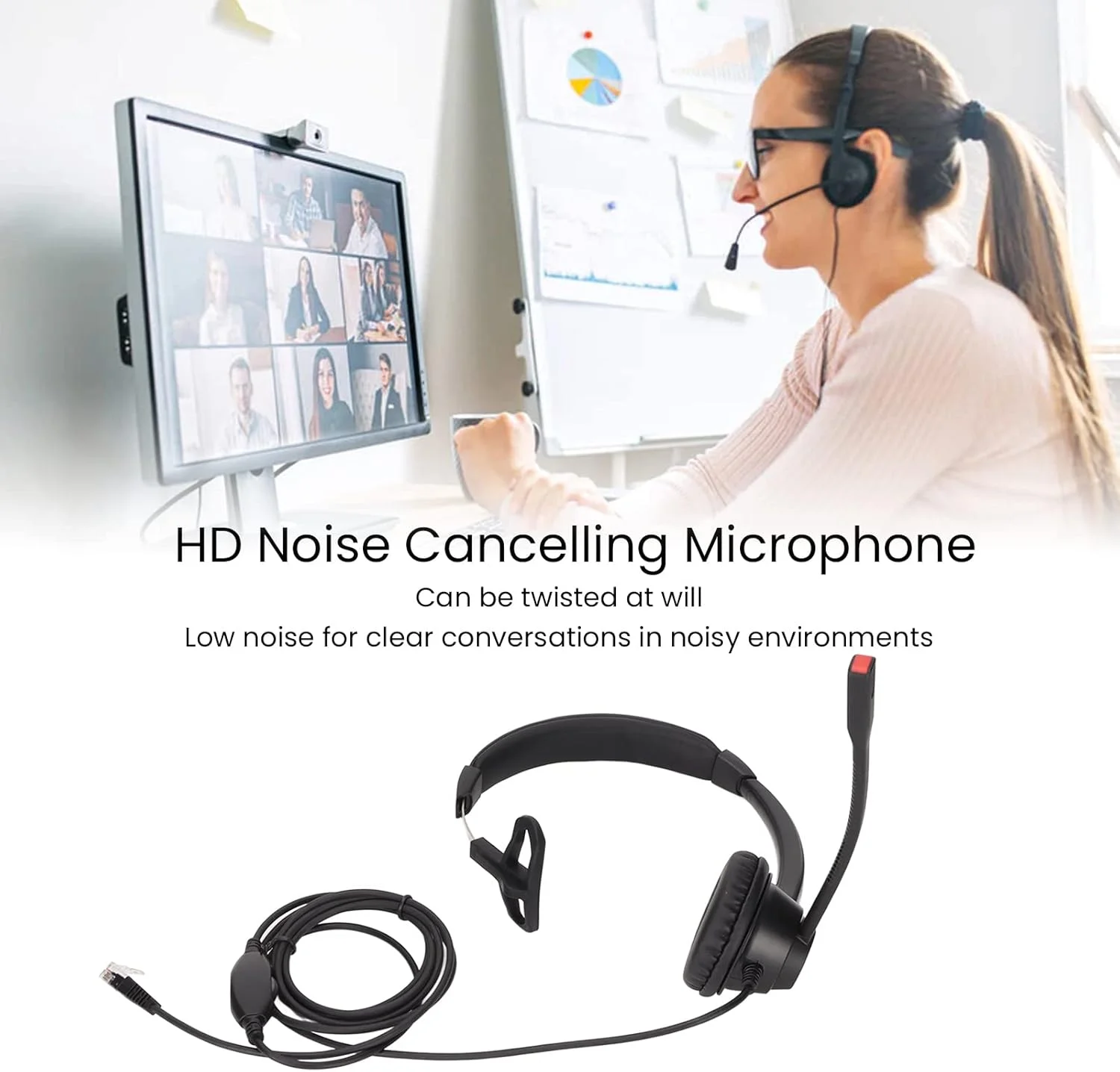 هدفون تک گوش راحت با قابلیت اتصال آسان و تنظیم صدا برای دفاتر هدفون تک گوش راحت با قابلیت اتصال آسان و تنظیم صدا برای دفاتر