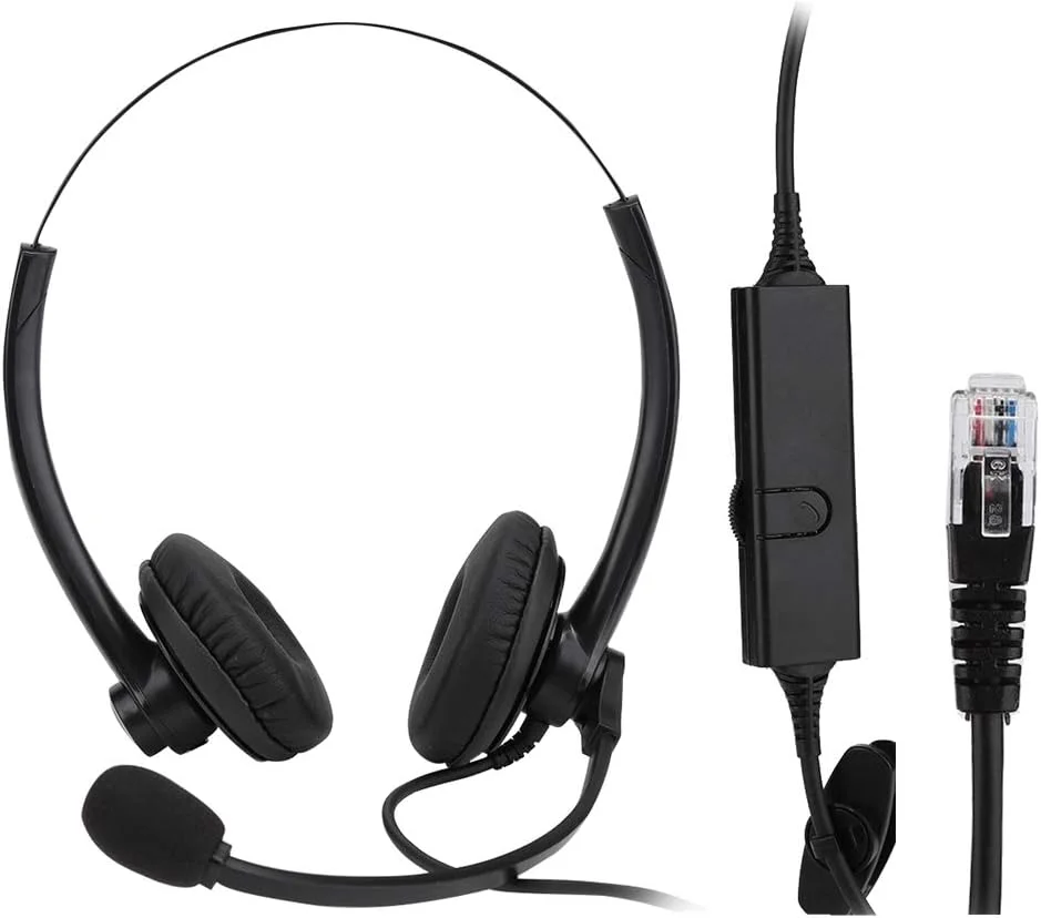 هدست تلفن RJ11 فاسینت با میکروفون، هدست تلفن RJ11 با میکروفون حذف نویز و کنترل صدا، هدست سبک وزن مرکز تماس با هدبند برای خدمات مشتری