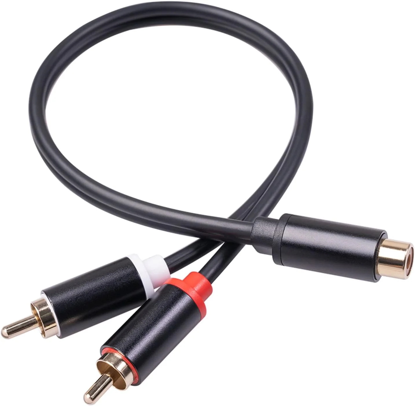 کابل تبدیل 2 RCA نری به 1 RCA مادگی استریو Y آداپتور ساب ووفر با روکش طلا، کابل افزایش طول Y