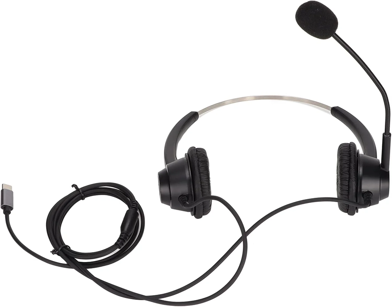 هدست H360-TYPE-C، هدست خدمات مشتری دو گوشی با رابط TYPE-C، هدفون تلفن ثابت VoIP با میکروفون، مشکی
