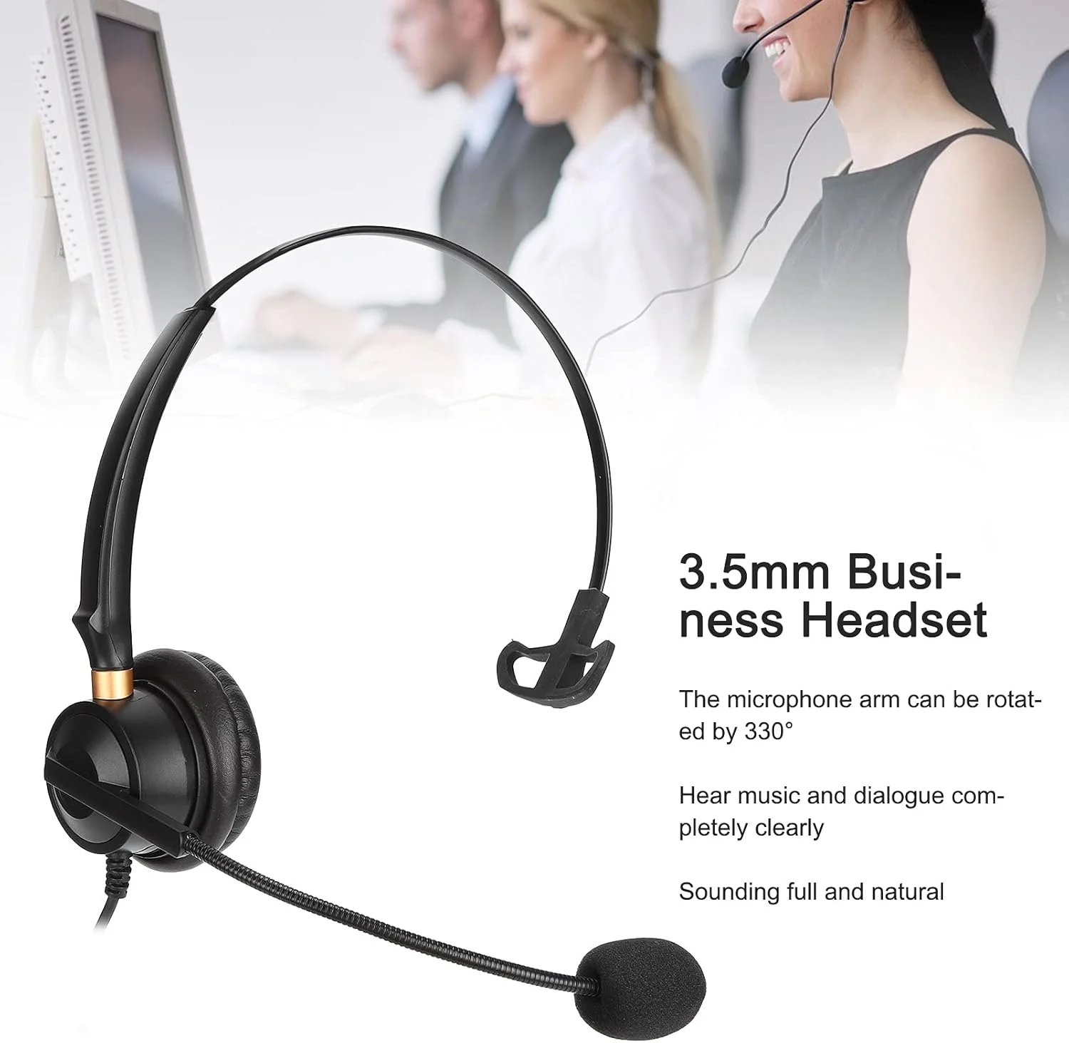 هدست تلفن GOWENIC با اتصال 3.5 میلیمتری برای تلفن رومیزی ثابت، تلفن همراه، لپتاپ، هدست تجاری با میکروفون برای مرکز تماس تلفن IP با کنترل صدا هدست تلفن GOWENIC با اتصال 3.5 میلیمتری برای تلفن رومیزی ثابت، تلفن همراه، لپتاپ، هدست تجاری با میکروفون برای مرکز تماس تلفن IP با کنترل صدا