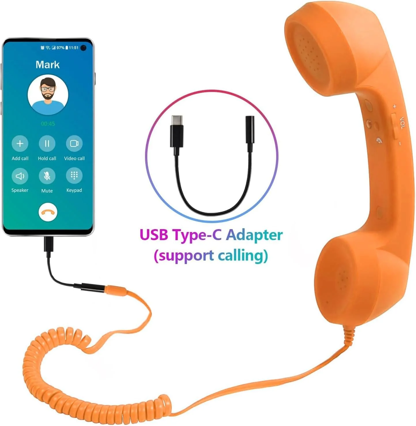 گوشی تلفن همراه، گوشی تلفن یکپارچهسازی با سیستمعامل مقاوم در برابر تشعشع با سوکت 3.5 میلی متری و کانکتورهای USB C گوشی تلفن همراه برای تلفن هوشمند (نارنجی) گوشی تلفن همراه، گوشی تلفن یکپارچهسازی با سیستمعامل مقاوم در برابر تشعشع با سوکت 3.5 میلی متری و کانکتورهای USB C گوشی تلفن همراه برای تلفن هوشمند (نارنجی)