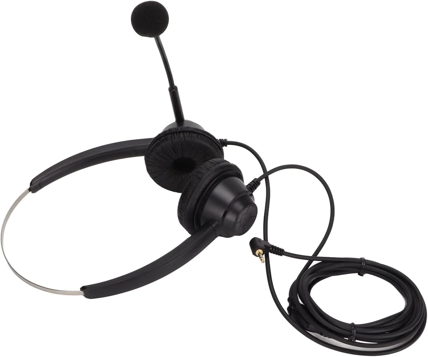 هدست تلفن مرکز تماس استریو سیمی، هدست تلفن دو گوشی با میکروفون HD، هدفون سیمی روی گوشی با جک 2.5 میلی‌متری، کنترل درون خطی، سبک وزن، برای مرکز تماس/اسکایپ/زوم/وبینار