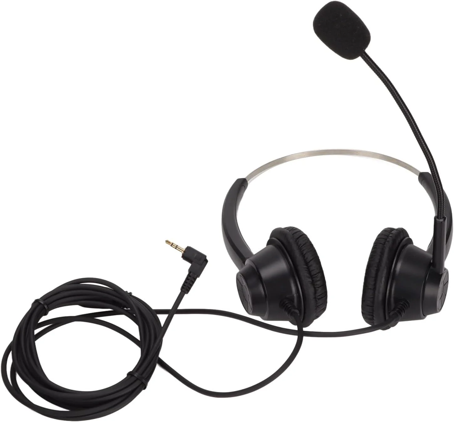 هدست تلفن مرکز تماس استریو سیمی با جک 2.5 میلی‌متری، هدست تلفن دو گوشی با میکروفون HD، کنترل درون خطی، سبک وزن، برای مرکز تماس/اسکایپ/زوم/وبینار