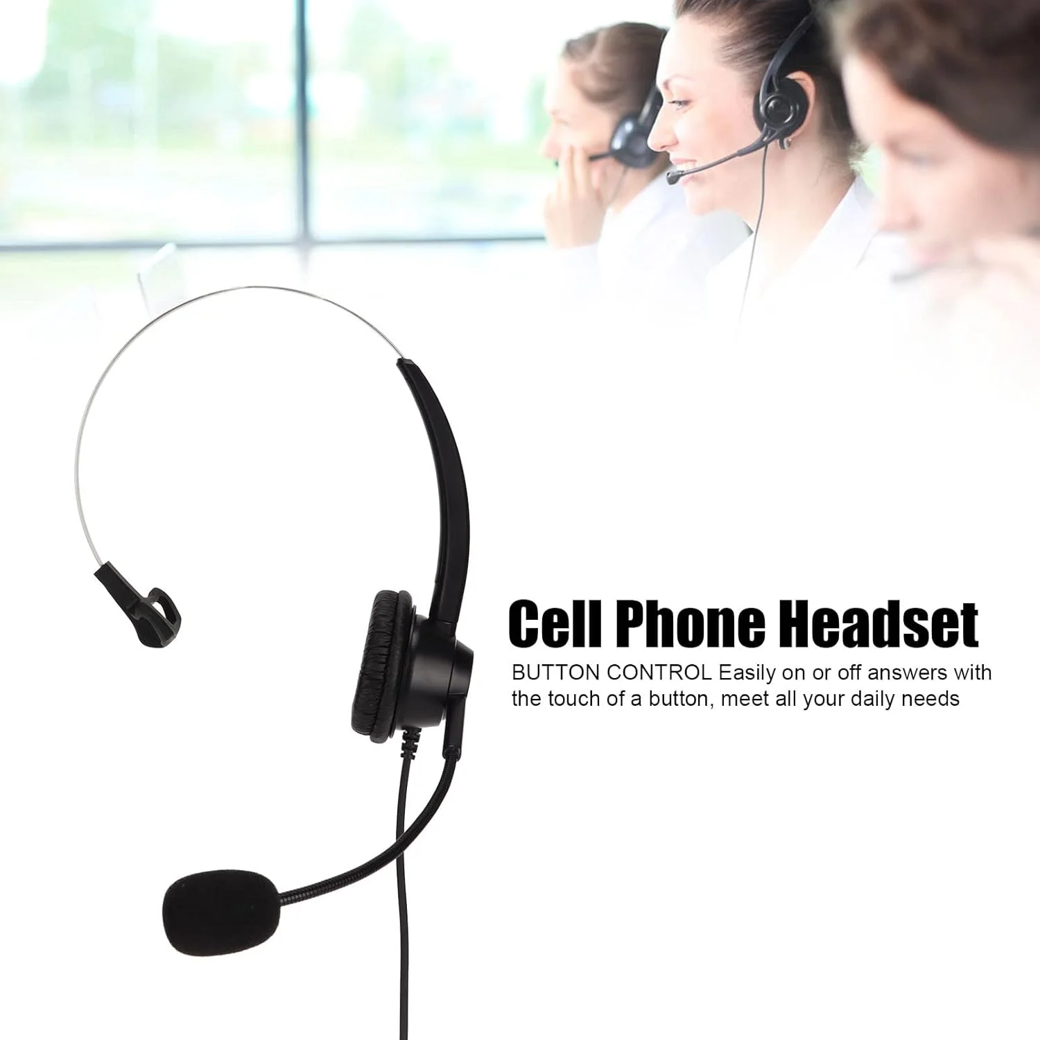 هدست با میکروفون مدل H360D QD تک گوش، هدست تلفن مشکی با قابلیت حذف نویز و اتصال سریع QD برای جابرا و بین