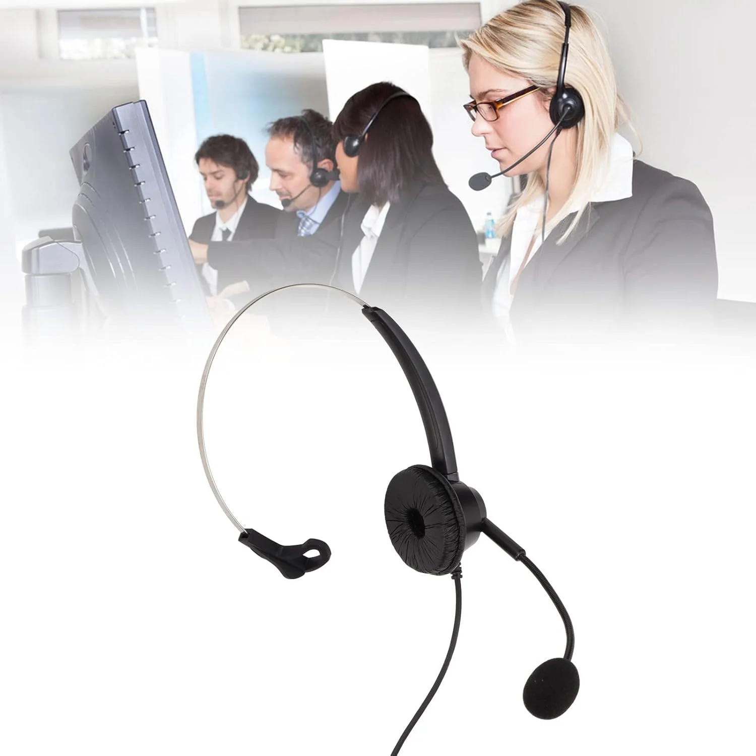 هدست با میکروفون مدل H360D QD تک گوش، هدست تلفن مشکی با قابلیت حذف نویز و اتصال سریع QD برای جابرا و بین