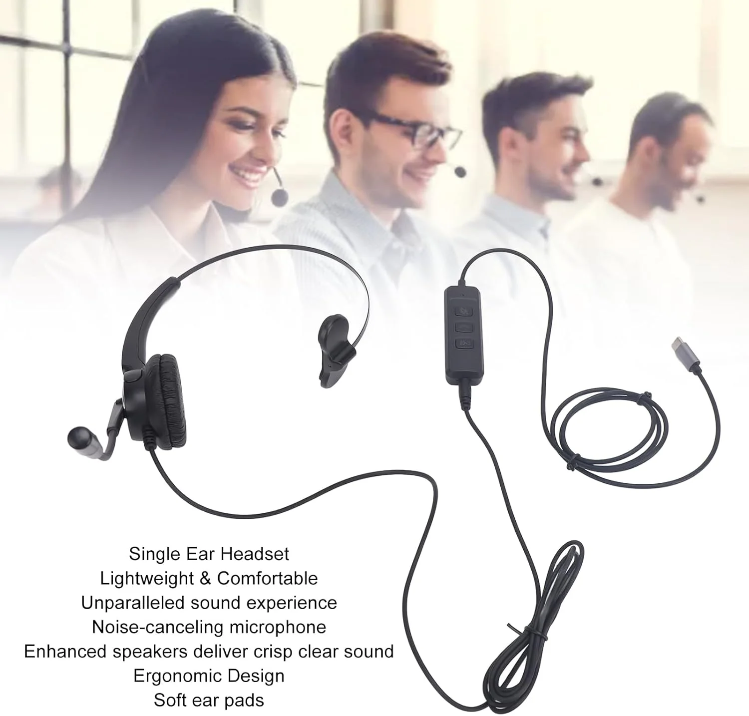 هدست تلفن برای تلفن، هدست سیمی با میکروفون حذف نویز، هدست VoIP تک گوش برای رایانه شخصی، لپ تاپ، تبلت، پشتیبانی از اتصال USB C به USB 3.5 میلی متری هدست تلفن برای تلفن، هدست سیمی با میکروفون حذف نویز، هدست VoIP تک گوش برای رایانه شخصی، لپ تاپ، تبلت، پشتیبانی از اتصال USB C به USB 3.5 میلی متری