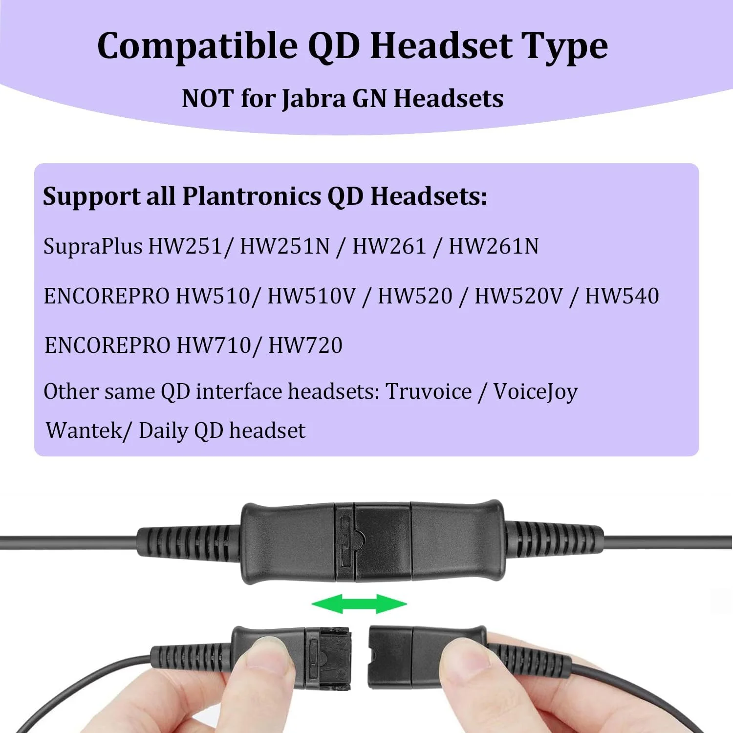 کابل آداپتور هدست U10 برای هدست های Plantronics Quick Disconnect RJ9 به QD سازگار با تلفن های IP سیسکو 7841 7942 7821 8841 7962 7945 7965 8845 8851 7811 7941