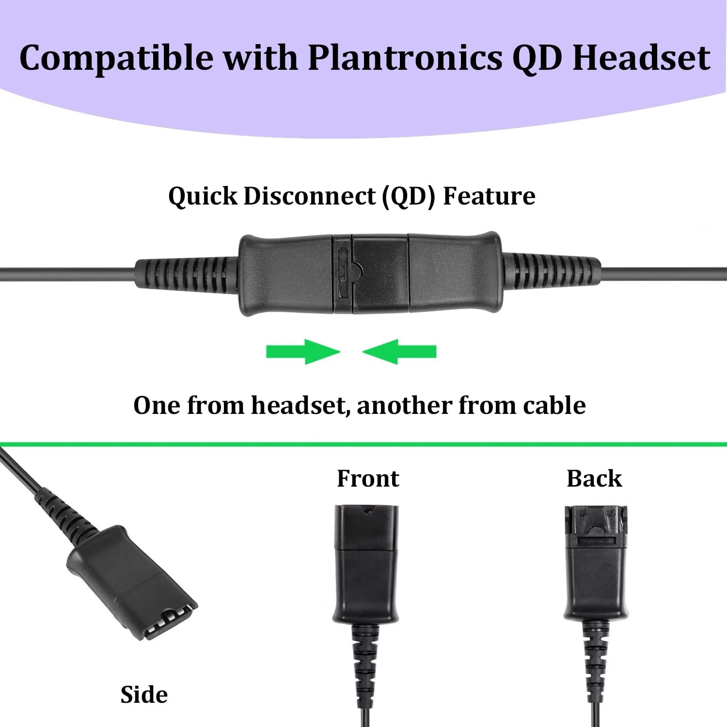 کابل آداپتور هدست U10 برای هدست های Plantronics Quick Disconnect RJ9 به QD سازگار با تلفن های IP سیسکو 7841 7942 7821 8841 7962 7945 7965 8845 8851 7811 7941