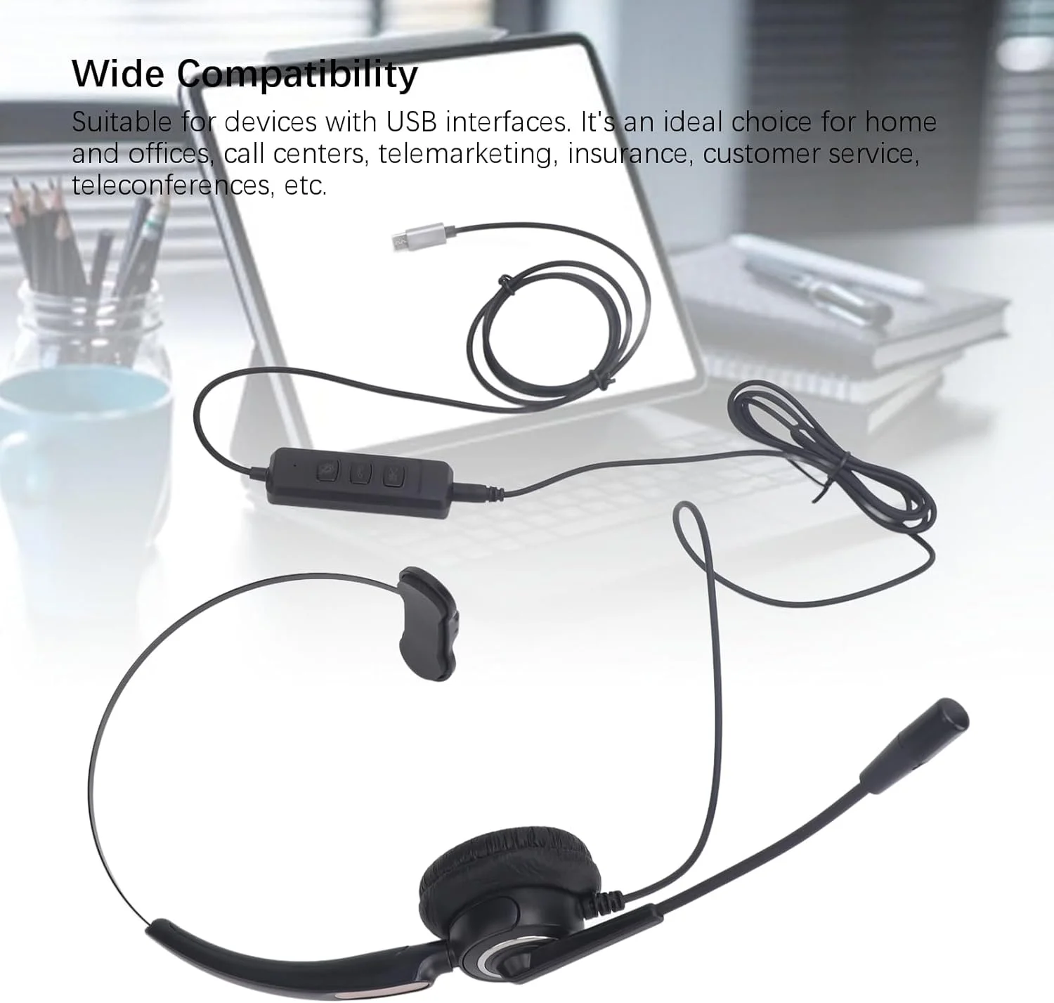هدست تلفن برای تلفن، هدست سیمی با میکروفون حذف نویز، هدست VoIP تک گوش برای رایانه شخصی، لپ تاپ، تبلت، پشتیبانی از اتصال USB C به USB 3.5 میلی متری هدست تلفن برای تلفن، هدست سیمی با میکروفون حذف نویز، هدست VoIP تک گوش برای رایانه شخصی، لپ تاپ، تبلت، پشتیبانی از اتصال USB C به USB 3.5 میلی متری