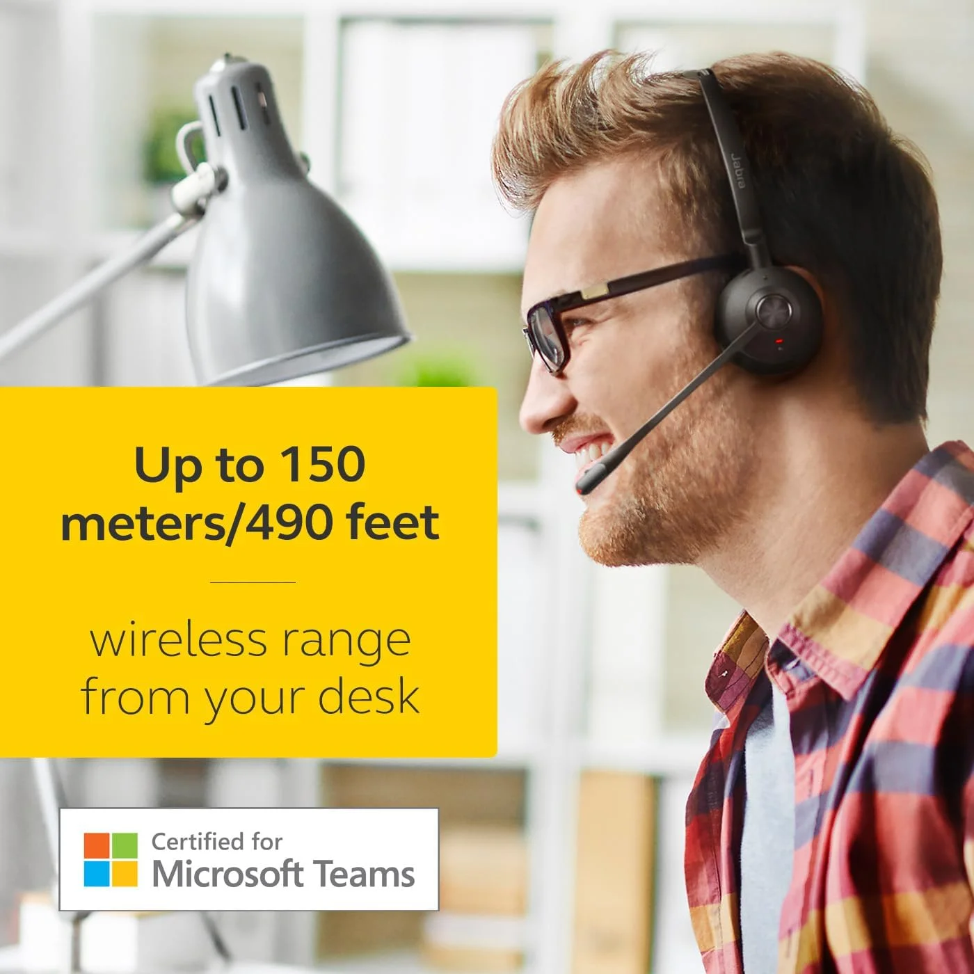 هدست بی سیم دو گوشی Jabra Engage 65 SE (نسخه دوم) - هدست تلفن با عملکرد بی سیم پیشرو در صنعت، میکروفون پیشرفته حذف نویز، عمر باتری تمام روز - مشکی