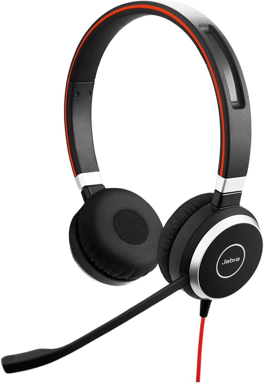 هدست استریو Jabra Evolve 40 MS – هدفون دارای گواهی Microsoft Teams برای تلفن نرم افزاری VoIP با حذف نویز غیرفعال – کابل USB-C با کنترلر – مشکی
