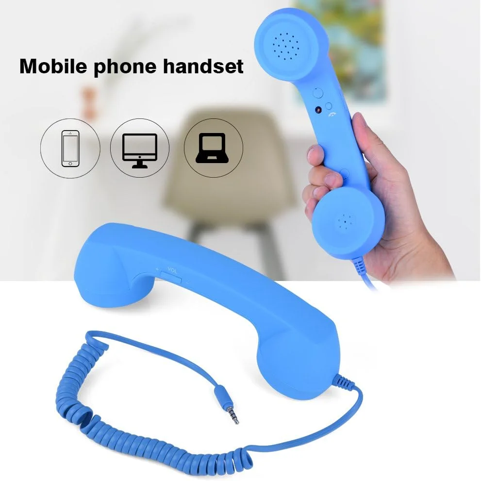 گوشی تلفن سیمی قدیمی ضد تشعشع Jadeshay با میکروفون و جک 3.5 میلی متری برای آیفون - آبی گوشی تلفن سیمی قدیمی ضد تشعشع Jadeshay با میکروفون و جک 3.5 میلی متری برای آیفون - آبی