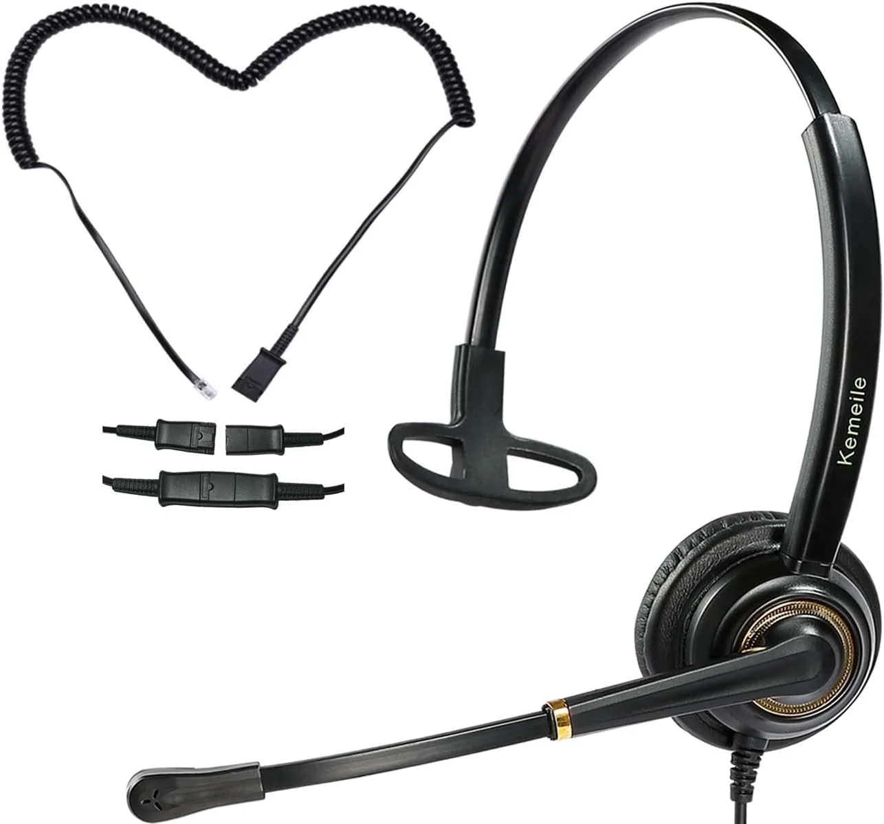 هدست تلفن اداری N/X KEMEILE Rj9 با میکروفون حذف نویز سازگار با تلفن های رومیزی ثابت Polycom Avaya Nortel Aastra Fanvil AudioCodes و بسیاری دیگر