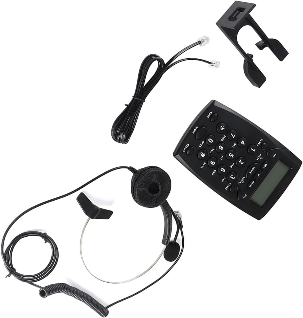 تلفن هدست دار سیم دار با قابلیت حذف نویز، صفحه کلید شماره گیری FSK DTMF با شناسه تماس گیرنده و هدفون برای مرکز تماس، میکروفون حذف نویز با کاربری آسان و تنظیم صدا برای بازاریابی تلفنی، شرکت ها
