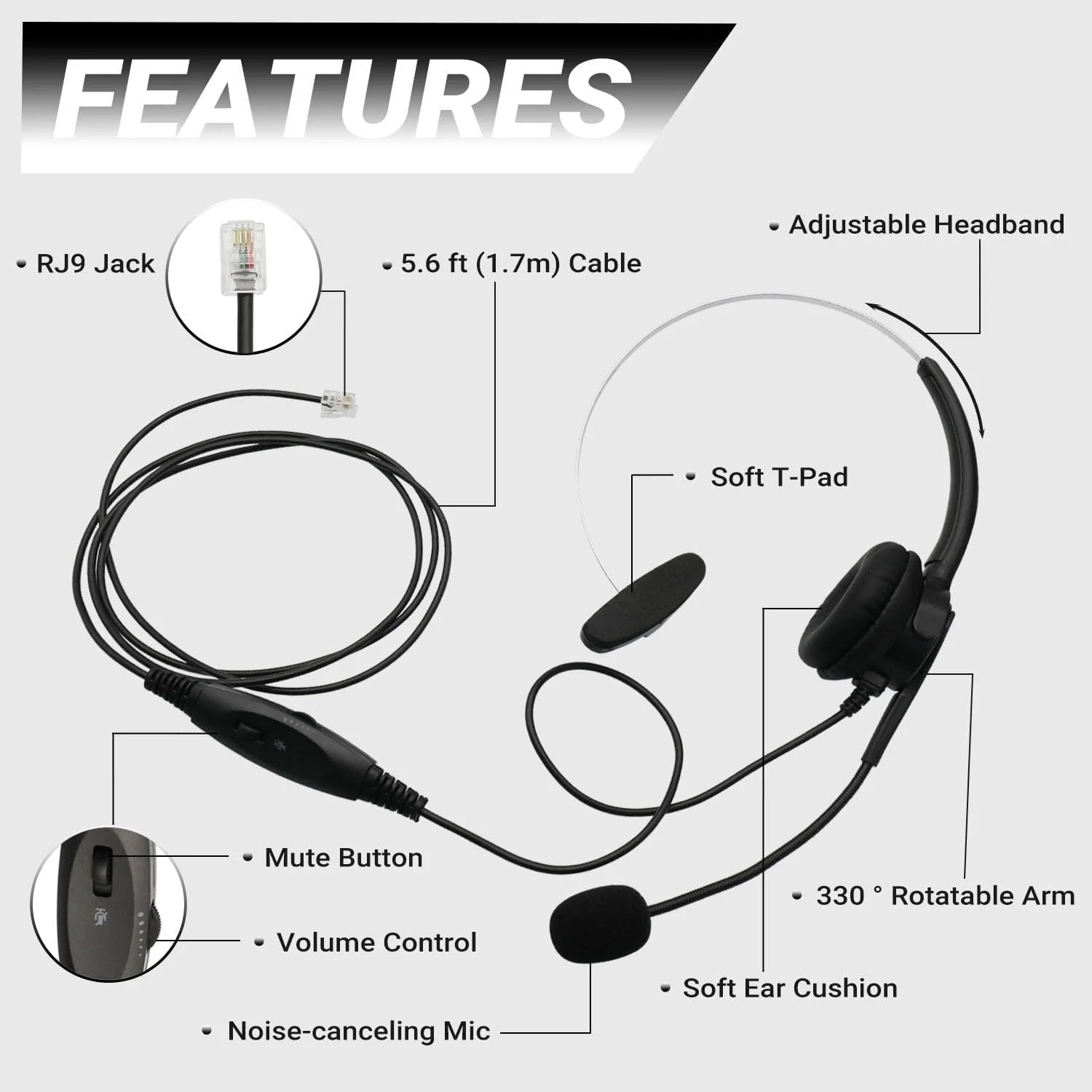 هدست تلفن RJ9 کاریر برای تلفن های اداری سیسکو، میکروفون با قابلیت حذف نویز و دکمه قطع صدا، سازگار با تلفن های IP سیسکو 6851 6945 7841 7861 7941 7945 7961 7962 7965 8841 8861 8945 هدست تلفن RJ9 کاریر برای تلفن های اداری سیسکو، میکروفون با قابلیت حذف نویز و دکمه قطع صدا، سازگار با تلفن های IP سیسکو 6851 6945 7841 7861 7941 7945 7961 7962 7965 8841 8861 8945