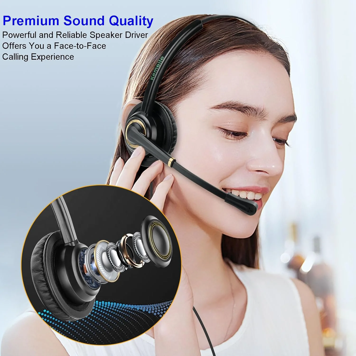 هدست تلفن اداری N/X KEMEILE Rj9 با میکروفون حذف نویز سازگار با تلفن های رومیزی ثابت Polycom Avaya Nortel Aastra Fanvil AudioCodes و بسیاری دیگر هدست تلفن اداری N/X KEMEILE Rj9 با میکروفون حذف نویز سازگار با تلفن های رومیزی ثابت Polycom Avaya Nortel Aastra Fanvil AudioCodes و بسیاری دیگر