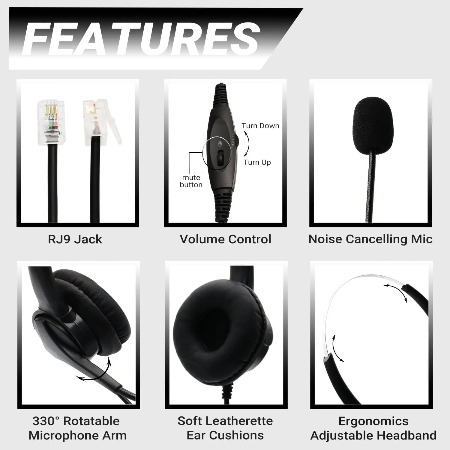 هدست تلفن دو گوشی RJ9 Karier برای تلفن های اداری سیسکو، هدست تلفن سیمی با میکروفون حذف نویز و دکمه قطع صدا برای تلفن های سیسکو 6941 7811 7821 7841 7861 7940 7961 7965 8811 8841