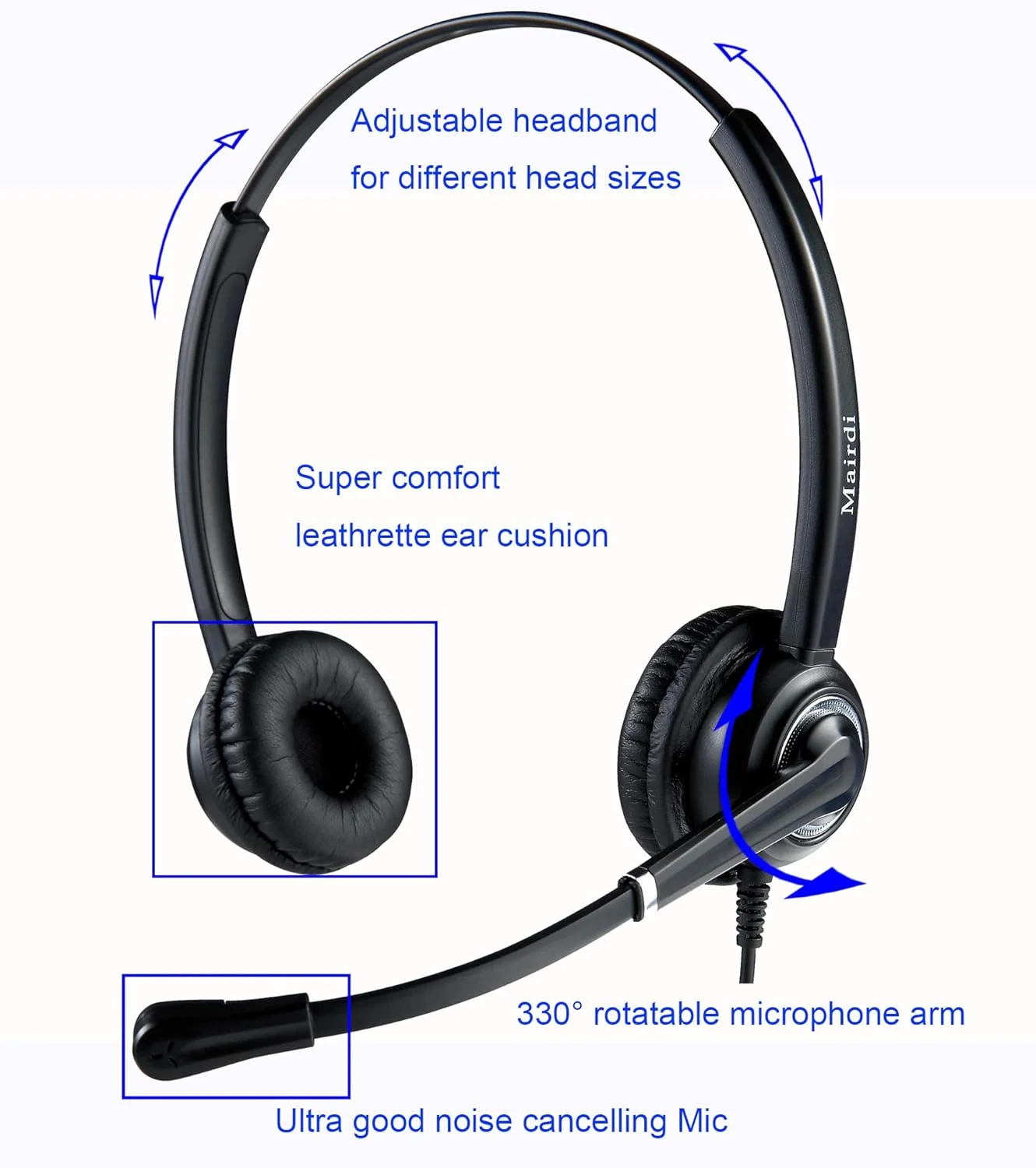 هدست تلفن MAIRDI با جک RJ9 و 3.5 میلیمتری برای دستگاههای مختلف، هدست اداری با میکروفون حذف نویز برای مرکز تماس، سازگار با تلفن ثابت، تلفن همراه، کامپیوتر و لپتاپ هدست تلفن MAIRDI با جک RJ9 و 3.5 میلیمتری برای دستگاههای مختلف، هدست اداری با میکروفون حذف نویز برای مرکز تماس، سازگار با تلفن ثابت، تلفن همراه، کامپیوتر و لپتاپ