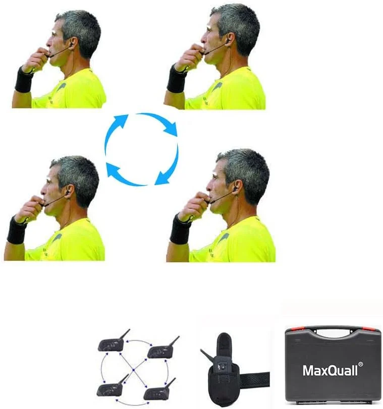 هدست داوری Maxquall، سیستم ارتباطی داوری 4 نفره V4 Plus امکان صحبت همزمان داوران فوتبال، والیبال، هدست های بی سیم