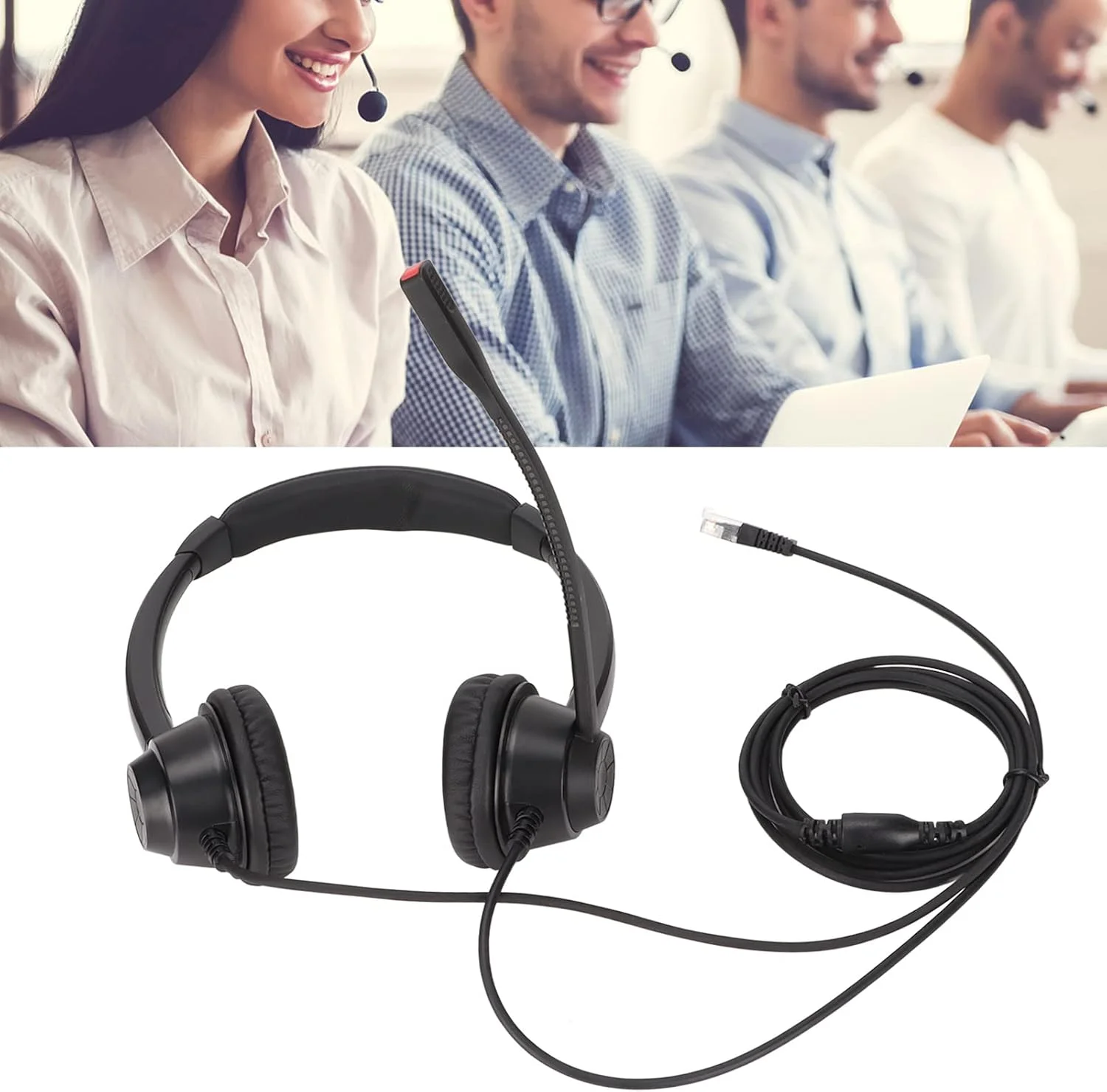 هدست USB با میکروفون، هدست تلفن RJ9 با قابلیت حذف نویز، هدفون تلفن همراه سیمی دو گوشی با میکروفون برای تلفن VOIP و تلفن ثابت هدست USB با میکروفون، هدست تلفن RJ9 با قابلیت حذف نویز، هدفون تلفن همراه سیمی دو گوشی با میکروفون برای تلفن VOIP و تلفن ثابت