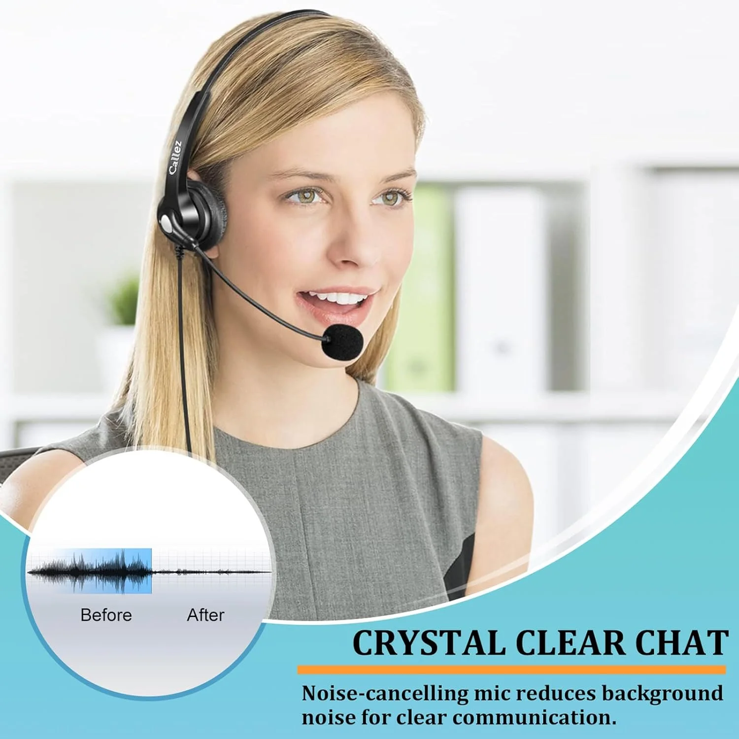 هدست تلفن ثابت با میکروفون حذف نویز، هدست تلفن RJ9 برای تلفن های Yealink T41 T42S T46S T48S Avaya 1608 9608 Cisco 7905 7911 Grandstream GXP2140 Snom Panasonic KX-T Office IP هدست تلفن ثابت با میکروفون حذف نویز، هدست تلفن RJ9 برای تلفن های Yealink T41 T42S T46S T48S Avaya 1608 9608 Cisco 7905 7911 Grandstream GXP2140 Snom Panasonic KX-T Office IP