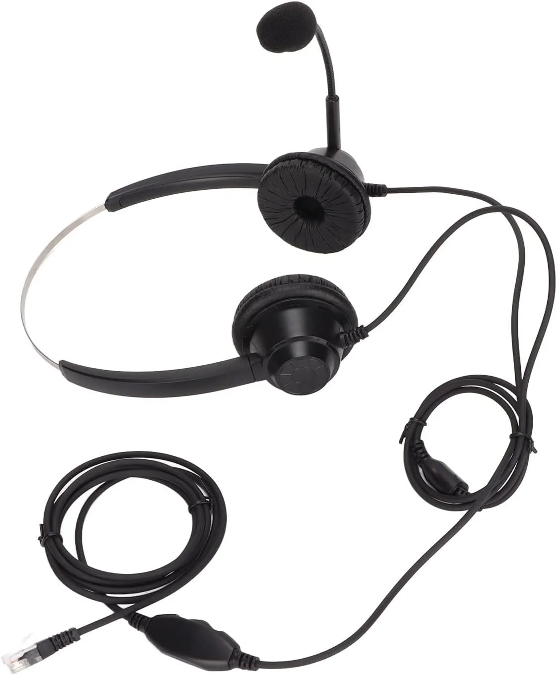 هدست تلفن با میکروفون حذف نویز، دوتایی RJ9 Plug سیم دار برای تلفن های VOIP، تنظیم صدا و قطع صدا