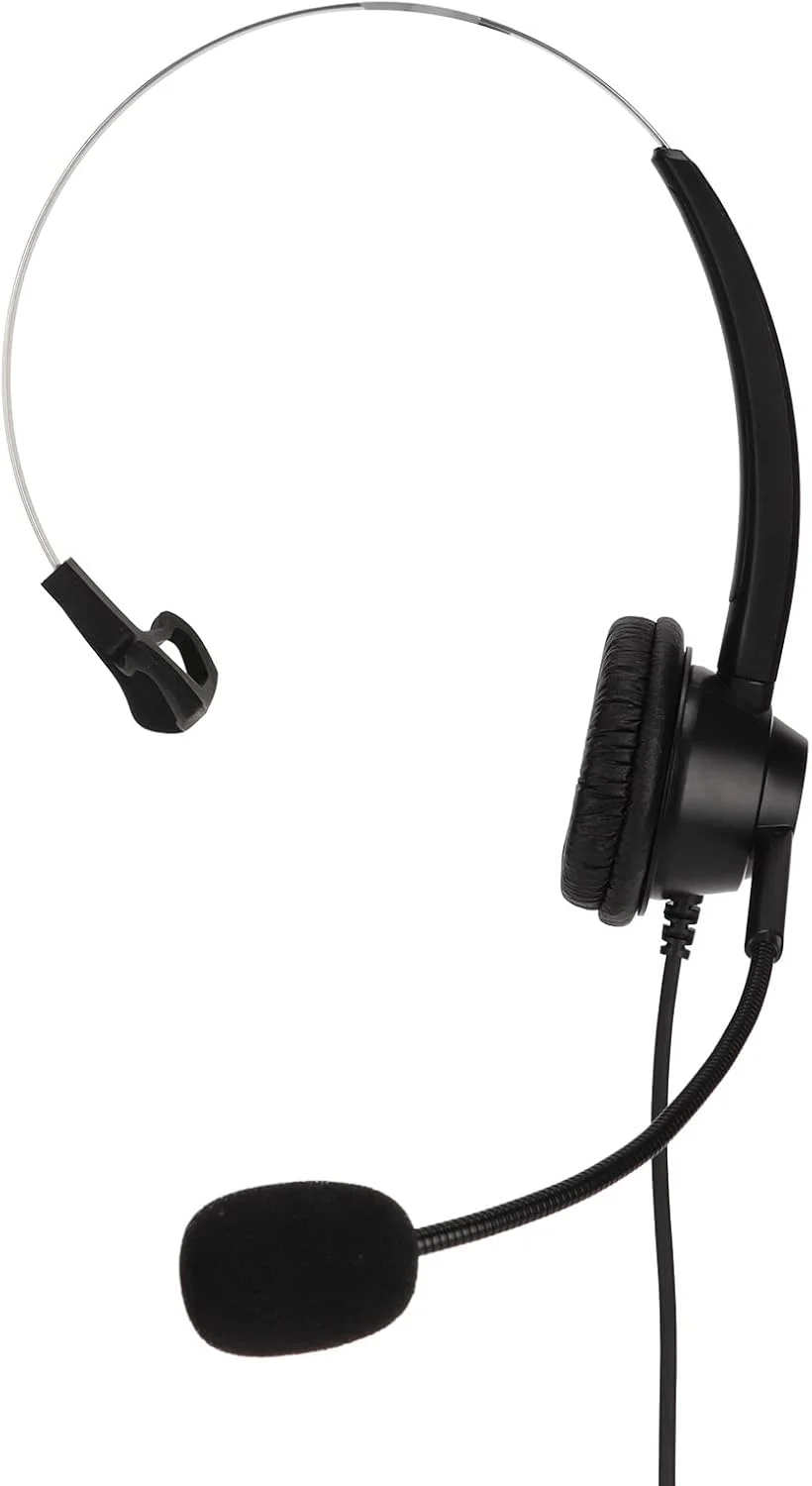 هدست با میکروفون، هدست تجاری تک گوش H360-RJ9-MV با دوشاخه کریستالی RJ9، هدست تلفن مشکی با قابلیت تنظیم صدا و حذف نویز برای مرکز تماس، خدمات مشتری و دوره های آنلاین