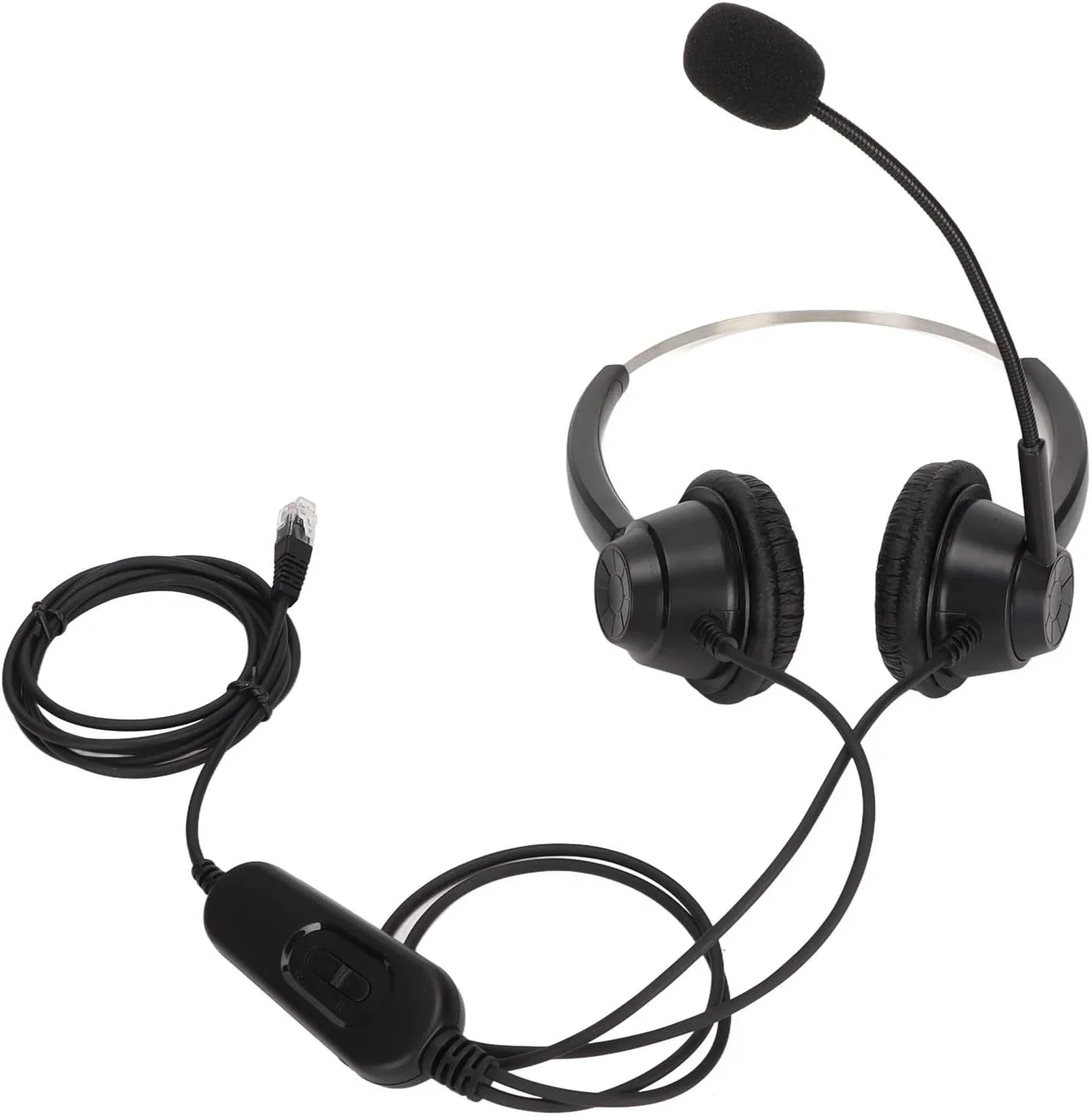 هدست تلفن با میکروفون حذف نویز، دوتایی RJ9، هدست تلفن سیمی برای خدمات مشتری، تنظیم صدا و قطع صدا