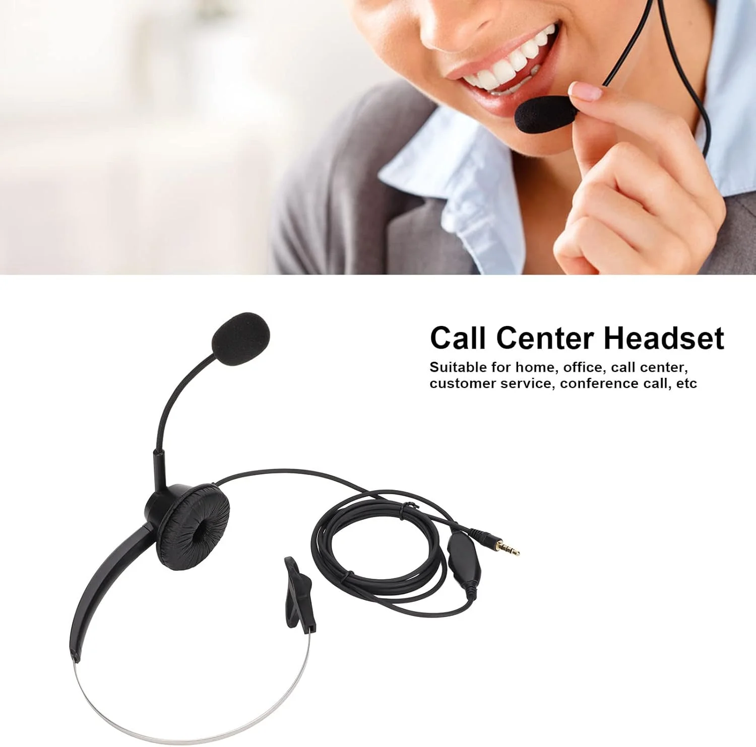 هدست با میکروفون، هدست تجاری تک گوش H360-3.5VA با فیش 3.5 میلی متری، مشکی، تنظیم صدا، حذف نویز، هدست تلفن برای تلفن های VOIP هدست با میکروفون، هدست تجاری تک گوش H360-3.5VA با فیش 3.5 میلی متری، مشکی، تنظیم صدا، حذف نویز، هدست تلفن برای تلفن های VOIP