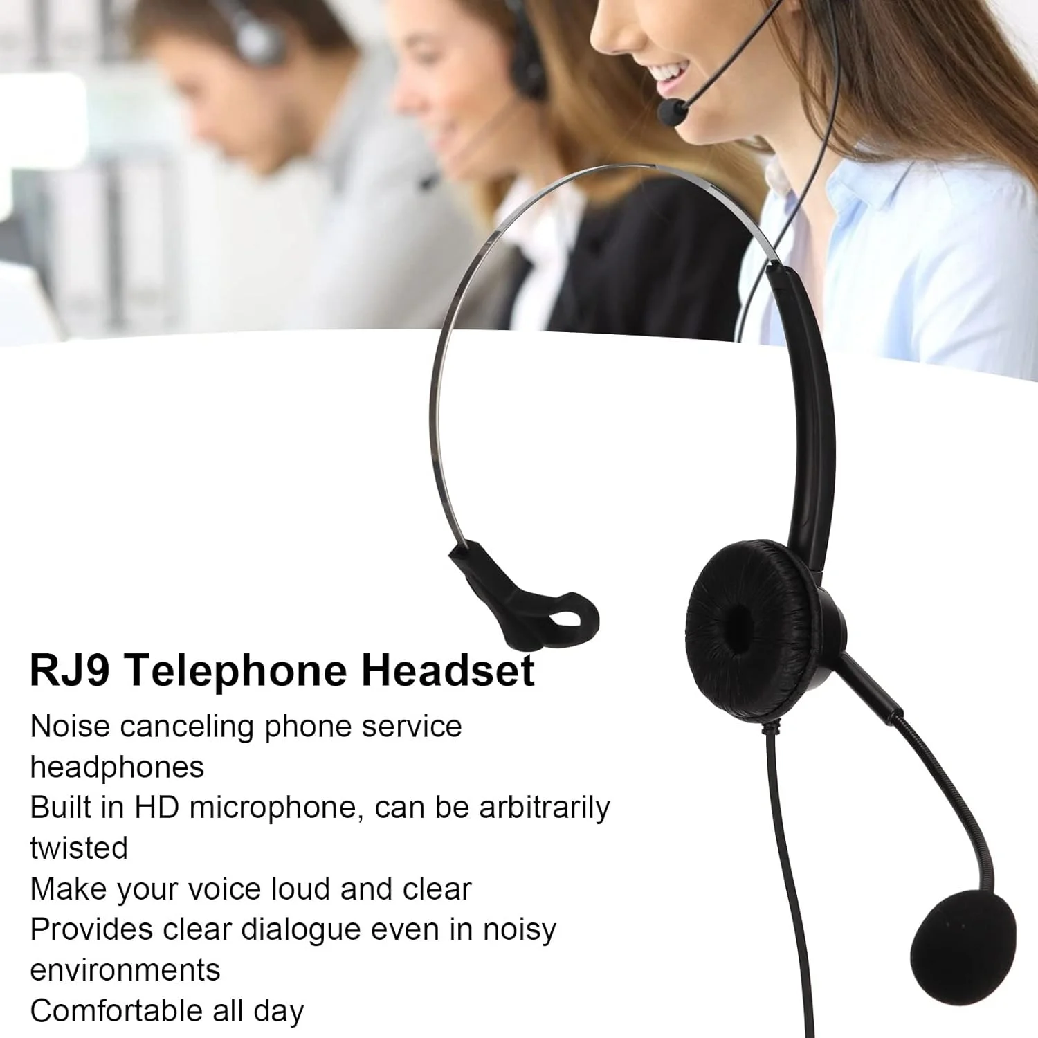 هدست با میکروفون، هدست تجاری تک گوش H360-RJ9-MV با دوشاخه کریستالی RJ9، هدست تلفن مشکی با قابلیت تنظیم صدا و حذف نویز برای مرکز تماس، خدمات مشتری و دوره های آنلاین هدست با میکروفون، هدست تجاری تک گوش H360-RJ9-MV با دوشاخه کریستالی RJ9، هدست تلفن مشکی با قابلیت تنظیم صدا و حذف نویز برای مرکز تماس، خدمات مشتری و دوره های آنلاین