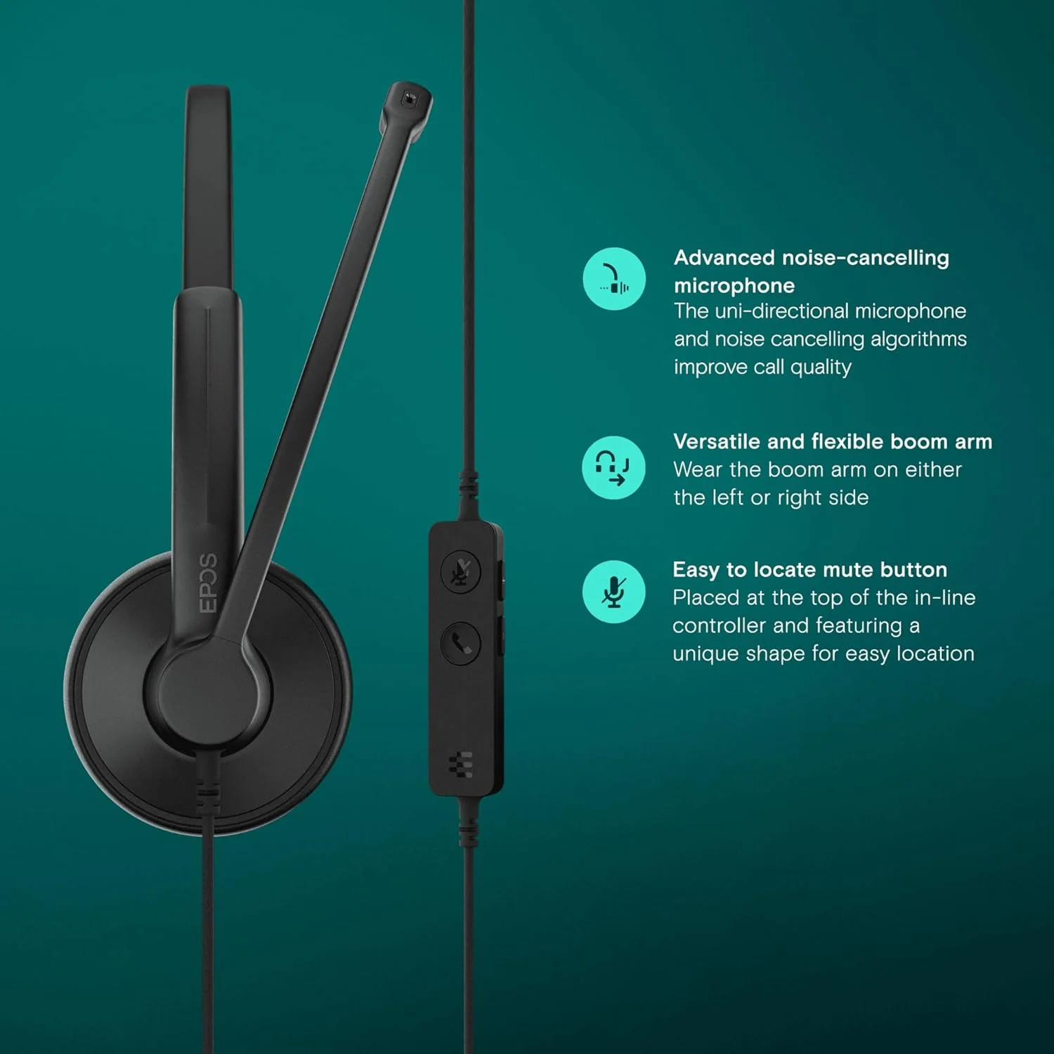 هدست استریو USB-C+A ایپوز Impact 100 UC با میکروفون، ارتباطات جهانی، حذف نویز، سبک وزن، آداپتور USB، هدفون حرفهای UC، پدهای گوشی نرم، مشکی هدست استریو USB-C+A ایپوز Impact 100 UC با میکروفون، ارتباطات جهانی، حذف نویز، سبک وزن، آداپتور USB، هدفون حرفهای UC، پدهای گوشی نرم، مشکی