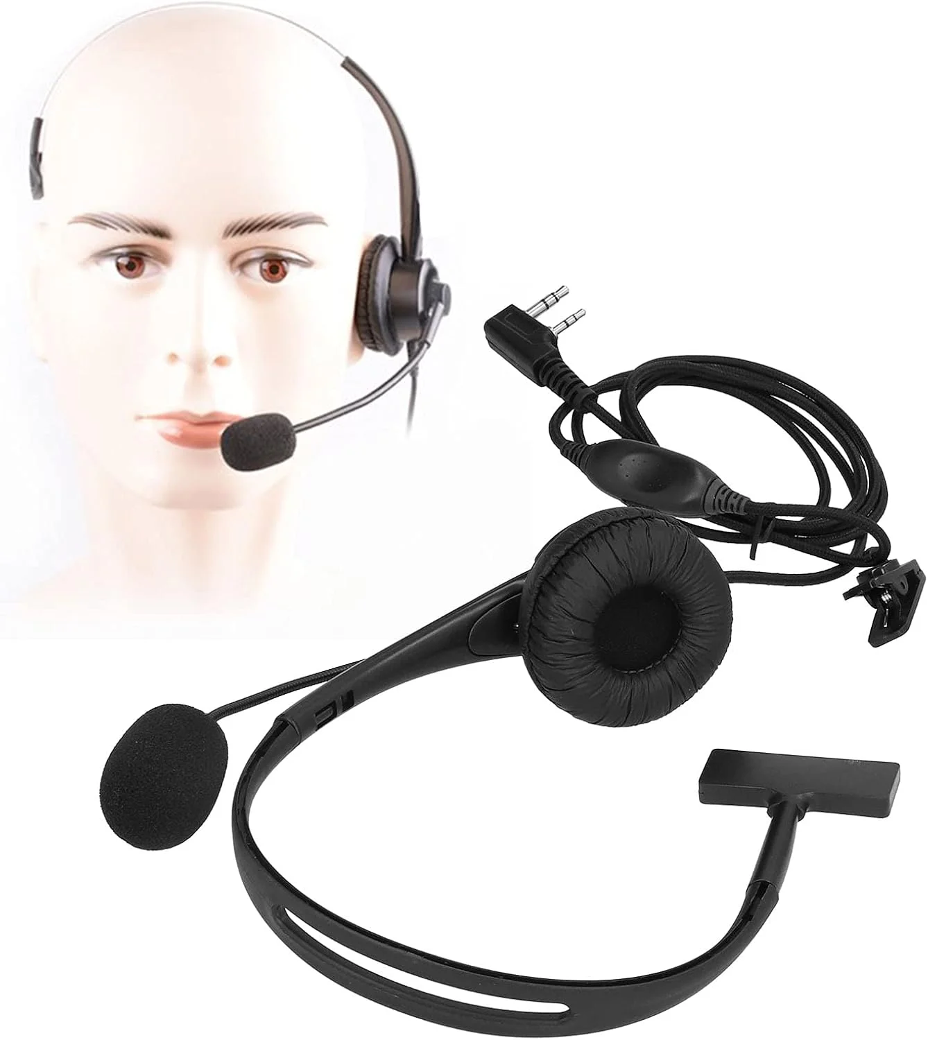 هدست واکی تاکی با سر K و میکروفون با عملکرد VOX، یک طرفه، سازگار با KPG27D TH D7 TK 208 308، هدفون ارتباط رادیویی، مشکی، ABS هدست واکی تاکی با سر K و میکروفون با عملکرد VOX، یک طرفه، سازگار با KPG27D TH D7 TK 208 308، هدفون ارتباط رادیویی، مشکی، ABS