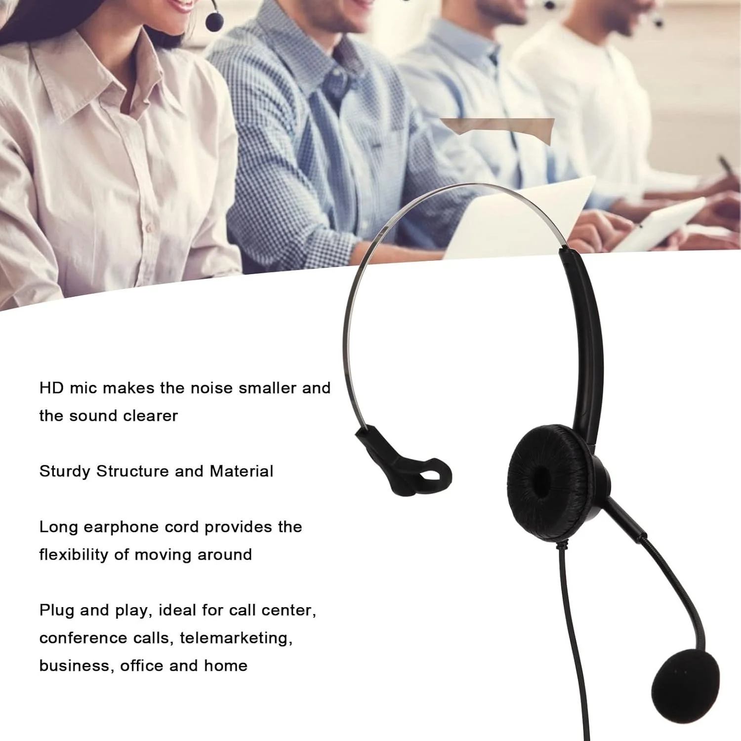 هدست با میکروفون، هدست تجاری تک گوش H360‑2.5MV با فیش 2.5 میلیمتری، مشکی، تنظیم صدا، حذف نویز، هدست تلفن برای مرکز تماس و خدمات مشتری هدست با میکروفون، هدست تجاری تک گوش H360‑2.5MV با فیش 2.5 میلیمتری، مشکی، تنظیم صدا، حذف نویز، هدست تلفن برای مرکز تماس و خدمات مشتری