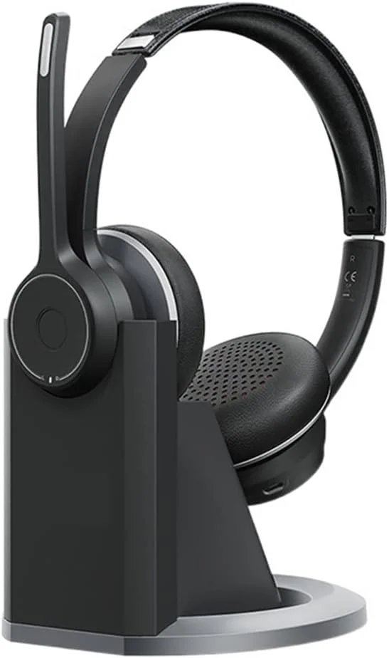 هدست هنزالا با میکروفون، هدفون بی سیم اداری با پایه شارژ، بلوتوث 5.0، هدست دوگانه CVC8.0 با قابلیت حذف نویز برای مرکز تماس، فناوری حذف نویز برای تماس بدون وقفه