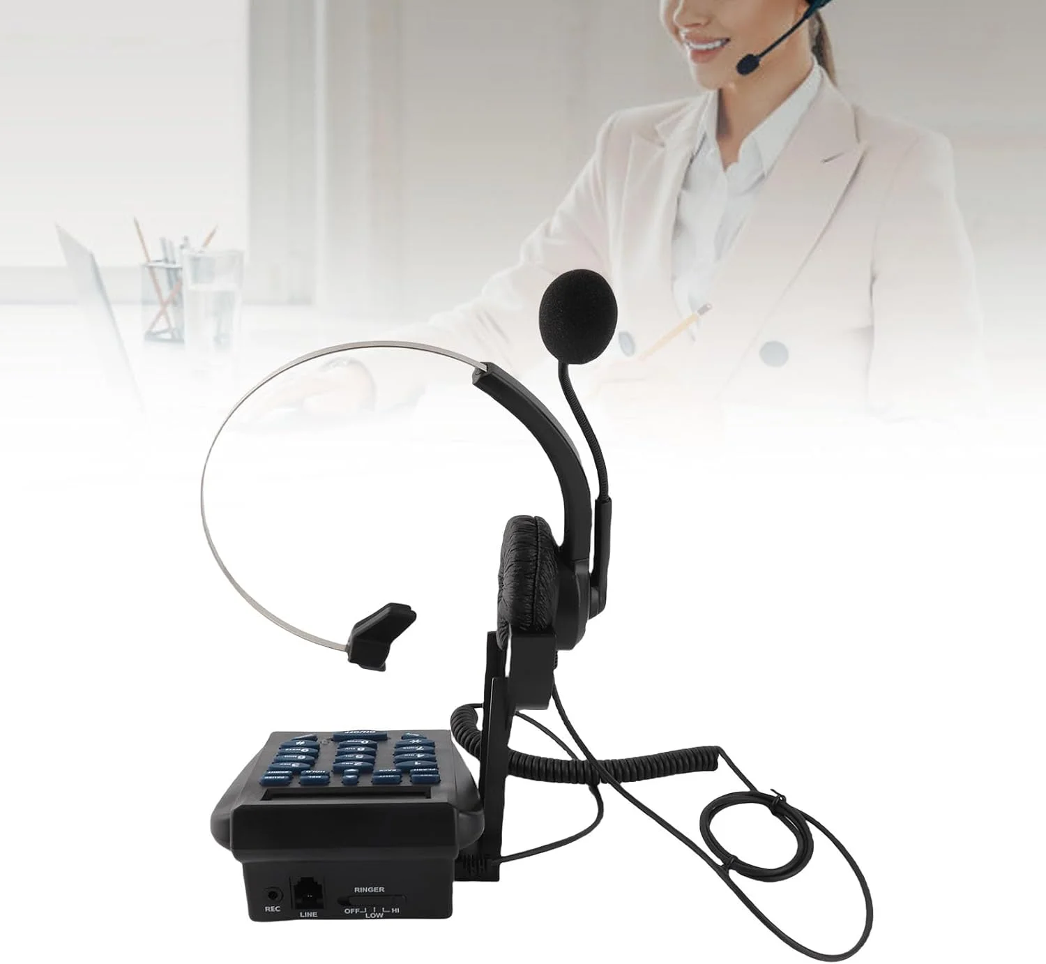 تلفن مرکز تماس با قابلیت حذف نویز به همراه هدست برای دفتر کار